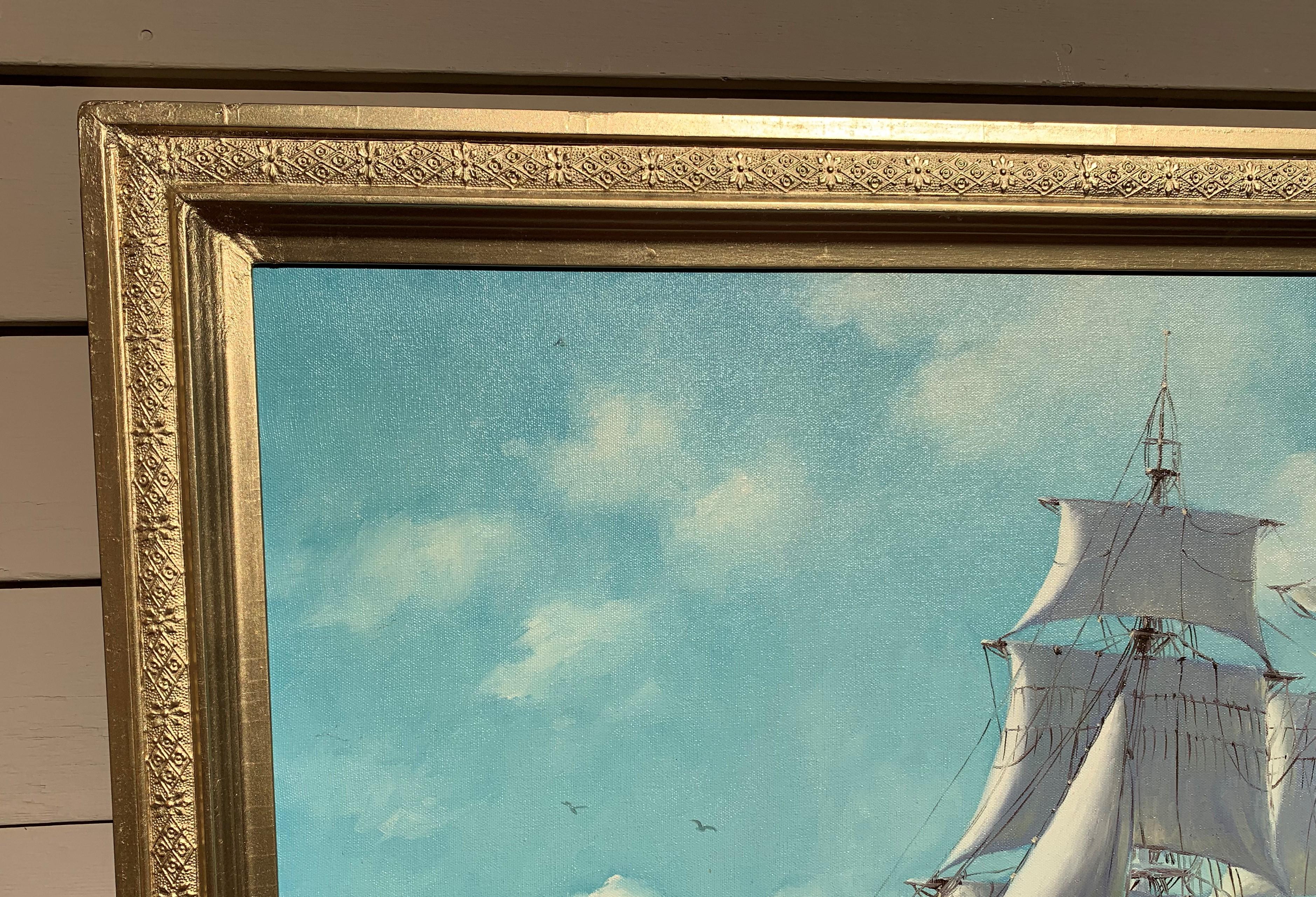 Humberto da Silva Fernandes(1937-2005) Clipper Ship Oil Painting on Canvas 3