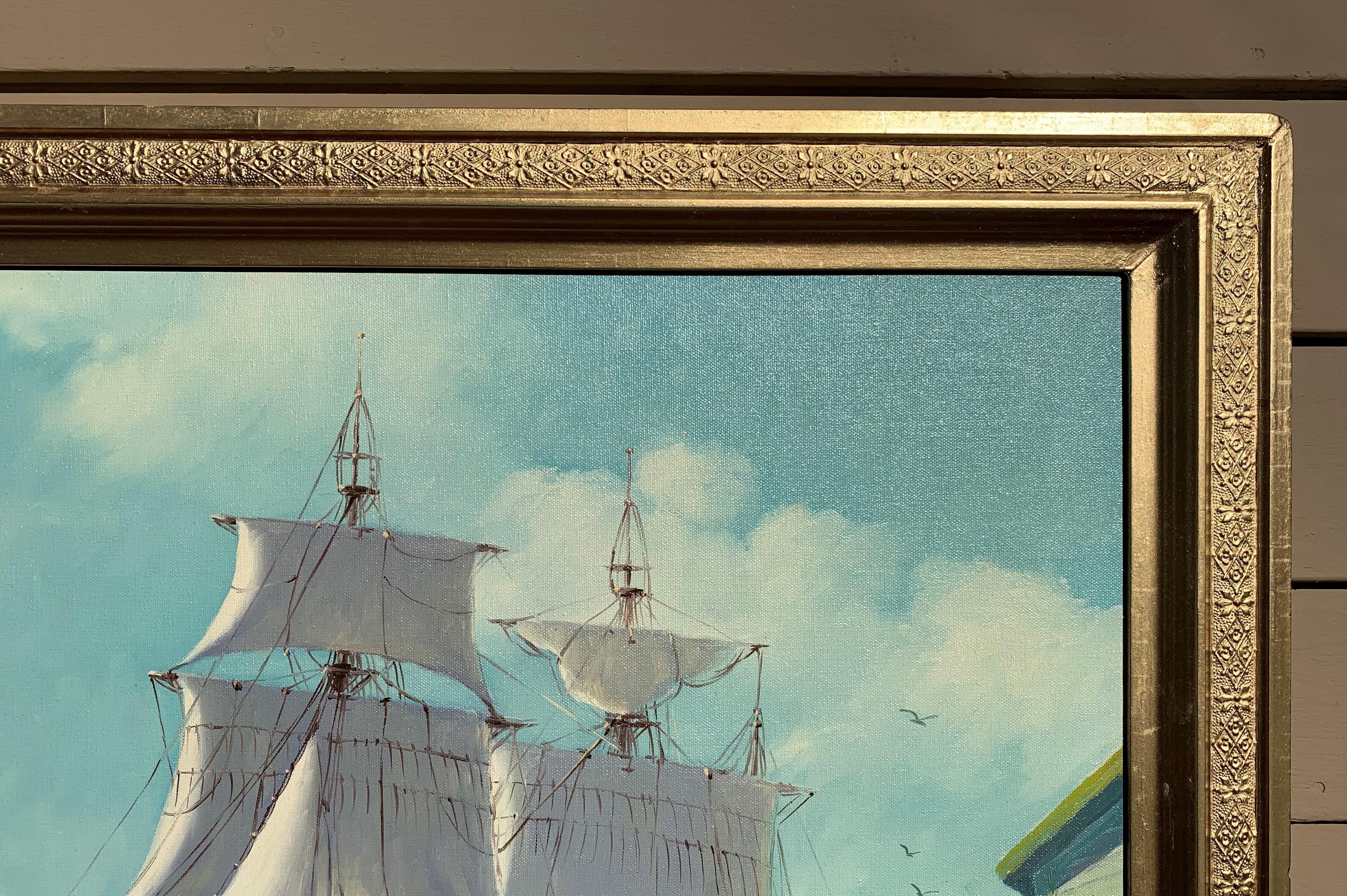 Humberto da Silva Fernandes(1937-2005) Clipper Ship Oil Painting on Canvas 4