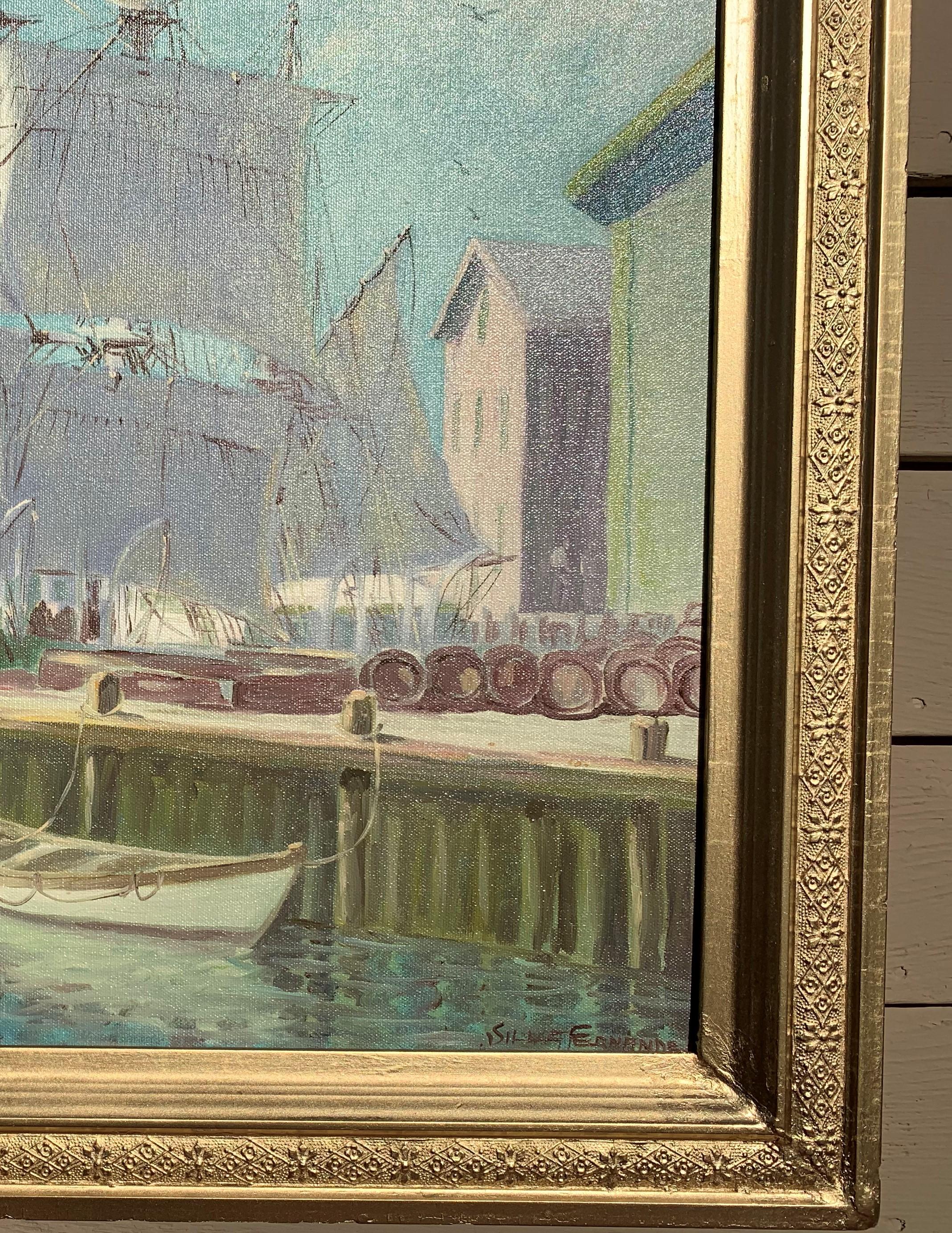Humberto da Silva Fernandes(1937-2005) Clipper Ship Oil Painting on Canvas 5