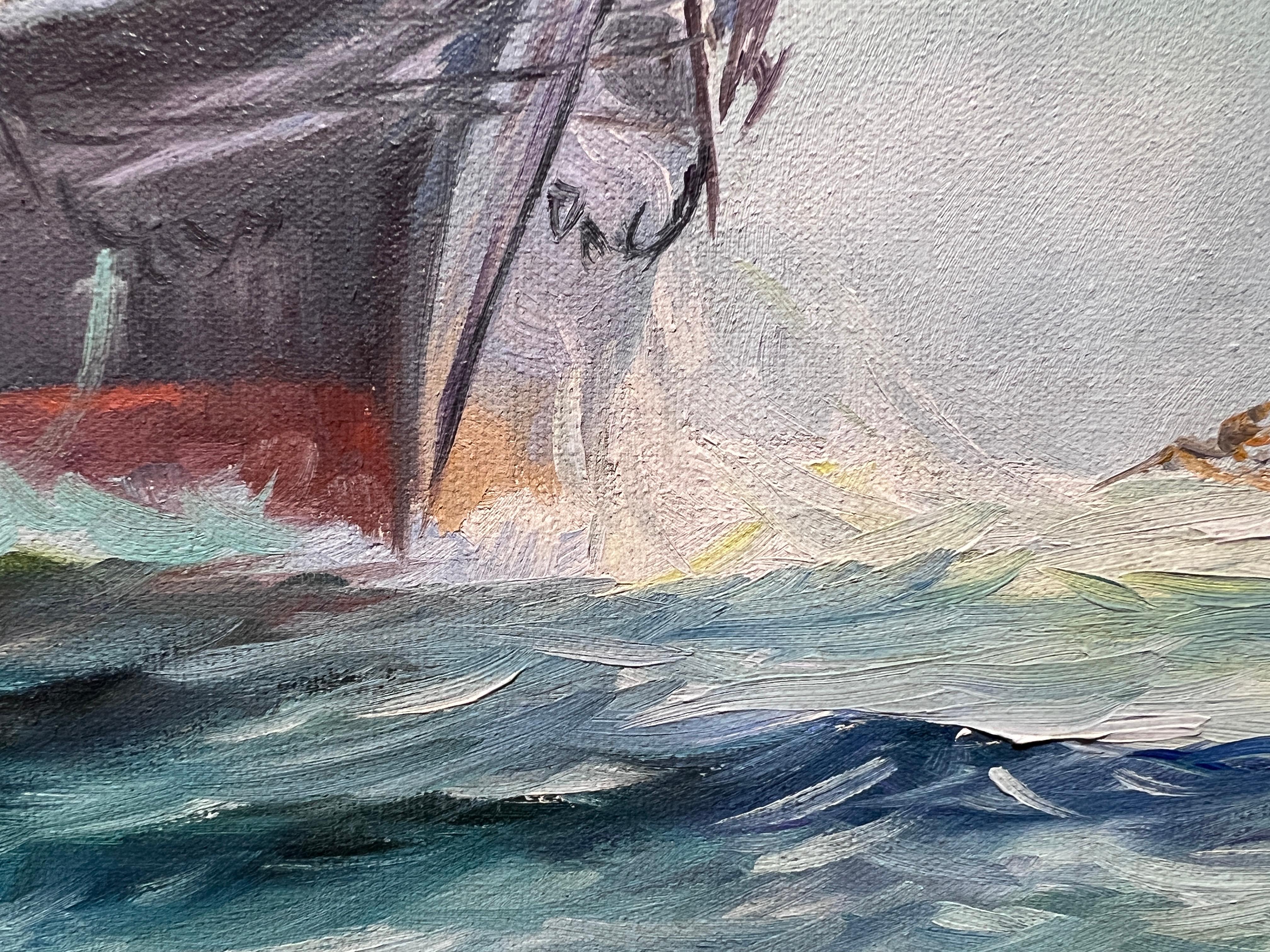Humberto da Silva Fernandes(1937-2005) Clipper Ship Oil Painting on Canvas 8
