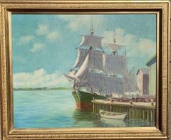 Vintage Humberto da Silva Fernandes(1937-2005) Clipper Ship Oil Painting on Canvas