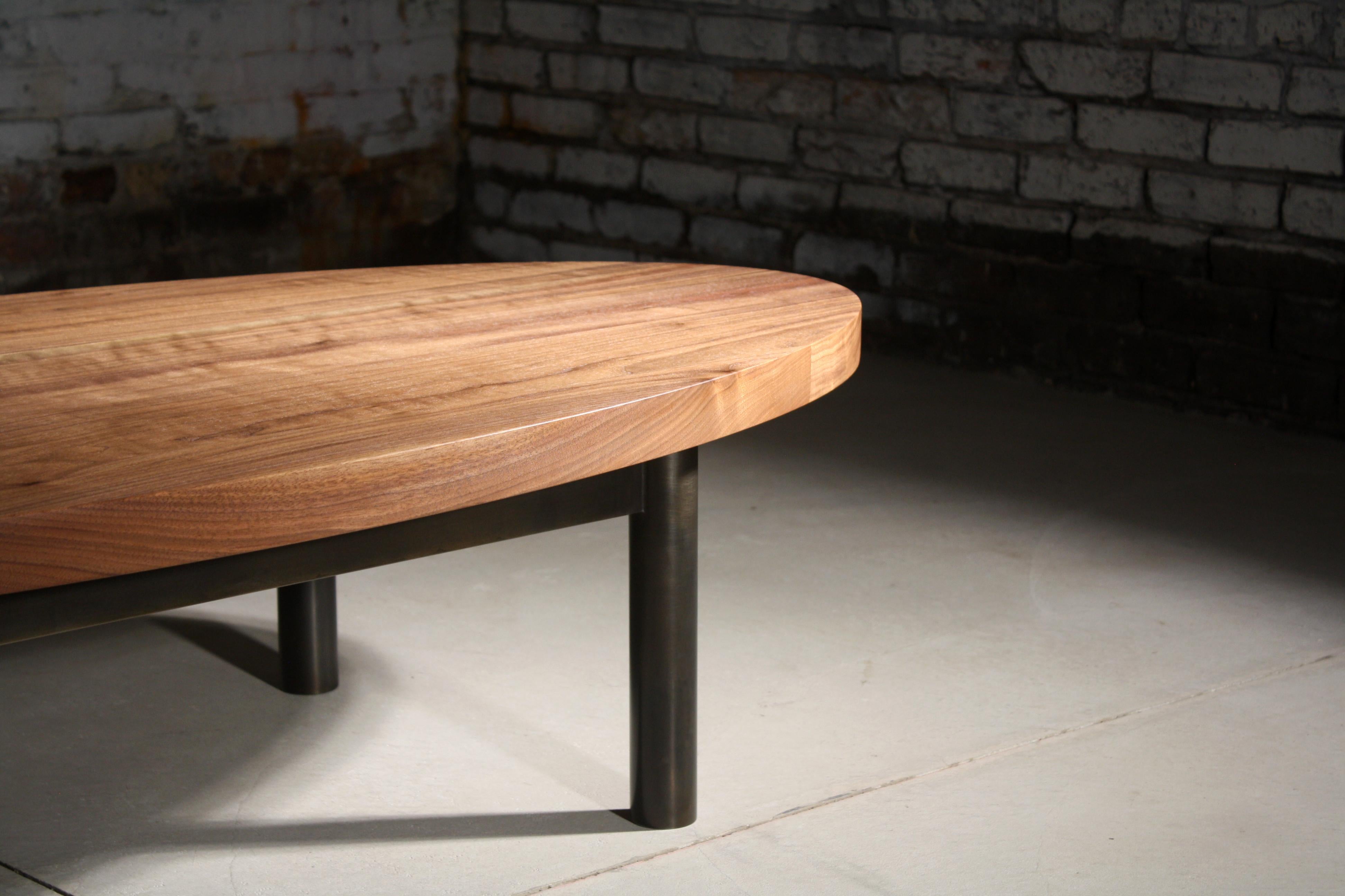 American Humboldt Low Table or Coffee Table by Laylo Studio in Walnut and Blackened Steel For Sale