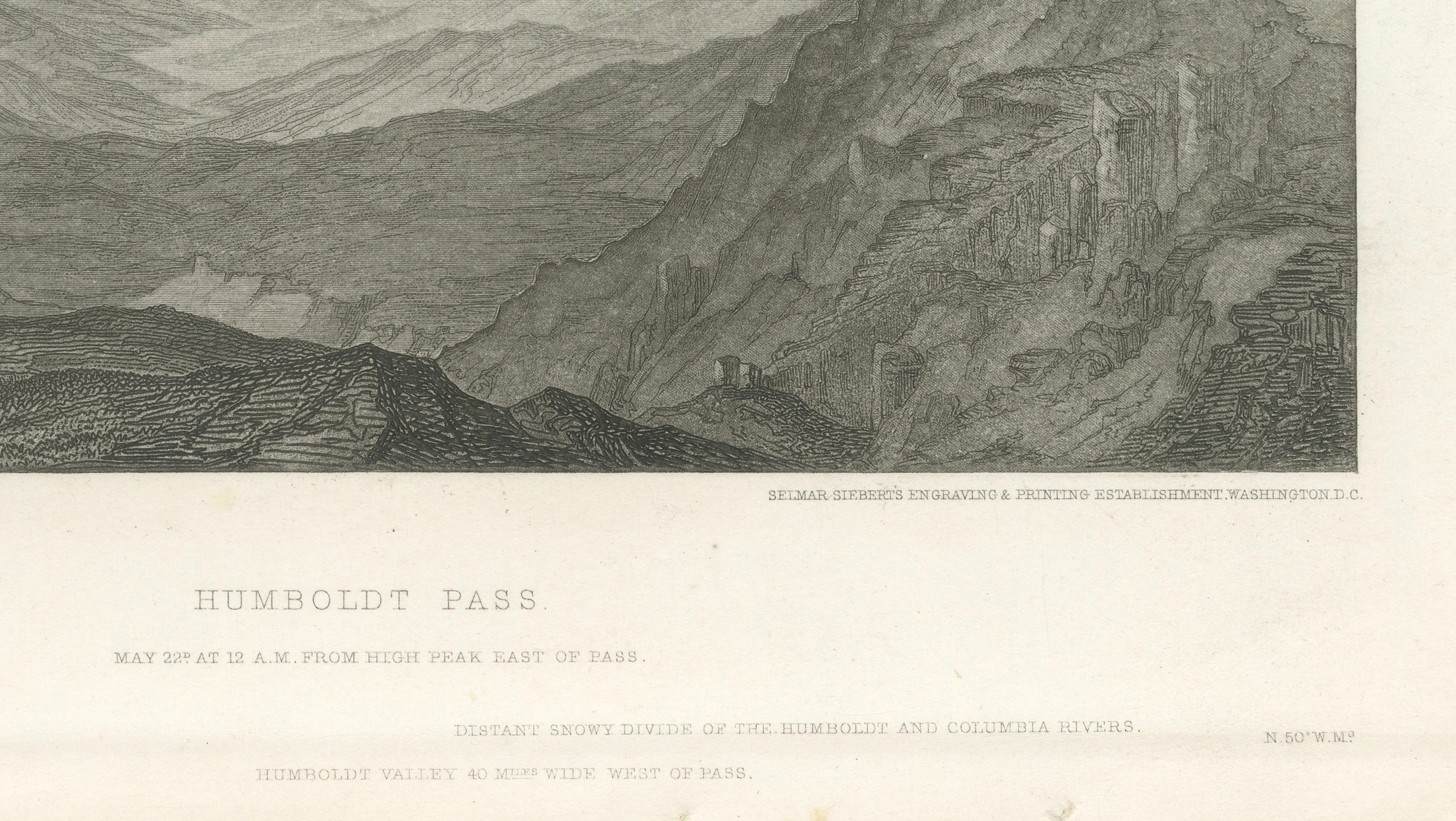 Humboldt Pass, Great Basin Nevada – Beckwith Survey Engraving, c.1855