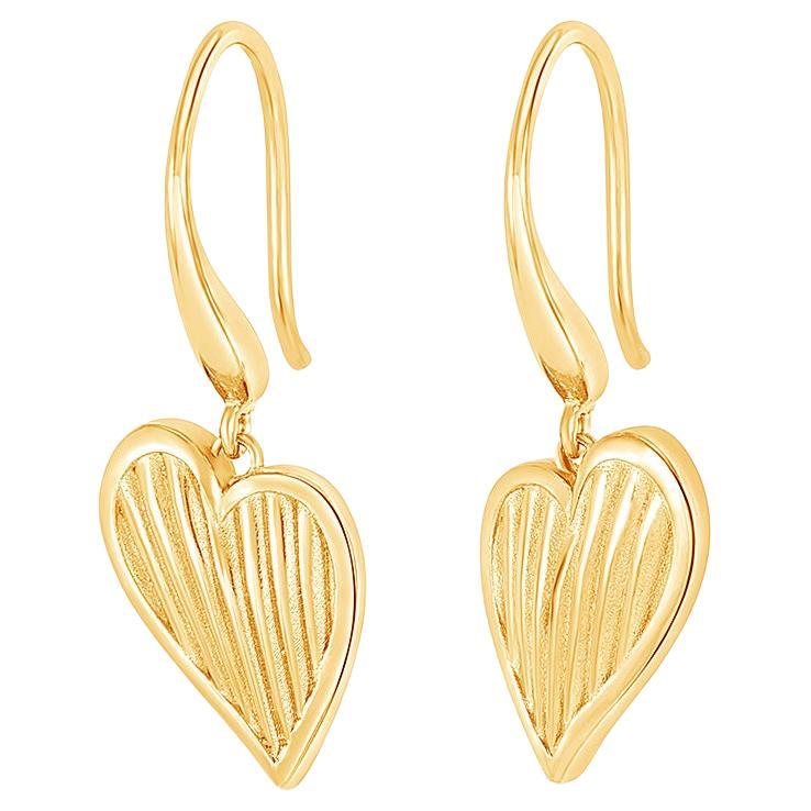 Humbug Heart Drop Earrings In Gold Vermeil