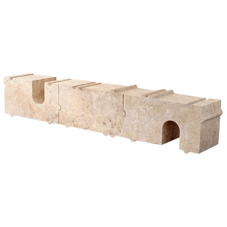 Hume modular stone bench, new, offered by Kelly Wearstler 