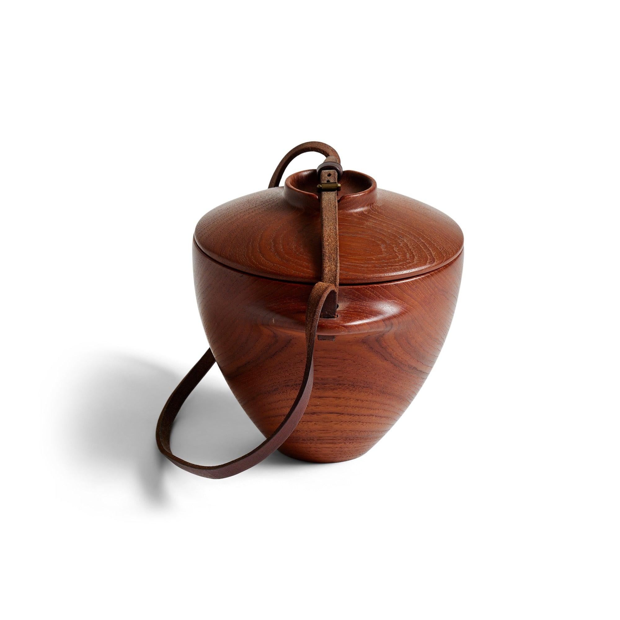 Rare and exceptional tobacco humidor in turned teak by Ernst Henriksen.