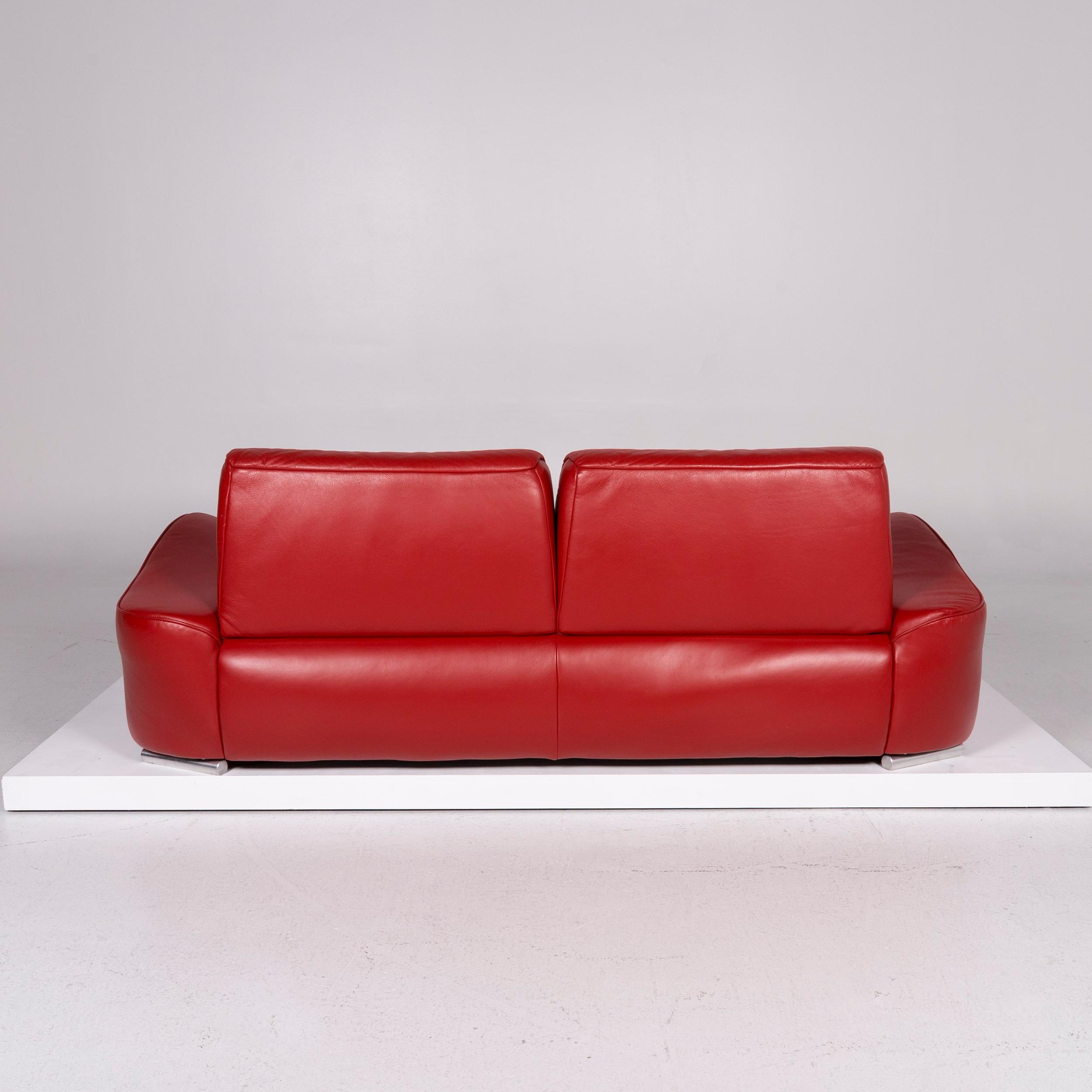 Hummel Leder-Sofa Rot Zweisitzer- Function Couch aus Leder 5