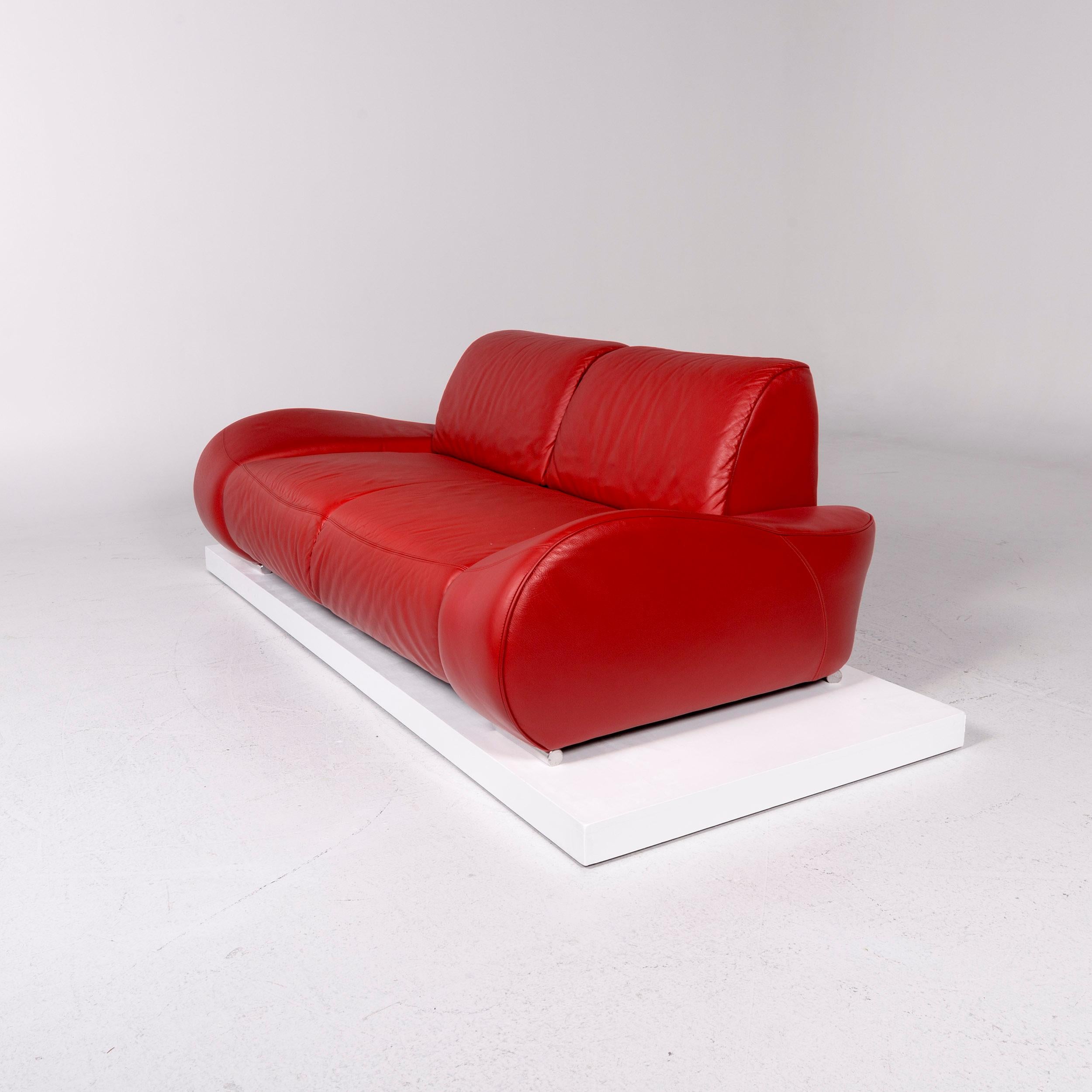 Hummel Leder-Sofa Rot Zweisitzer- Function Couch aus Leder (Deutsch)