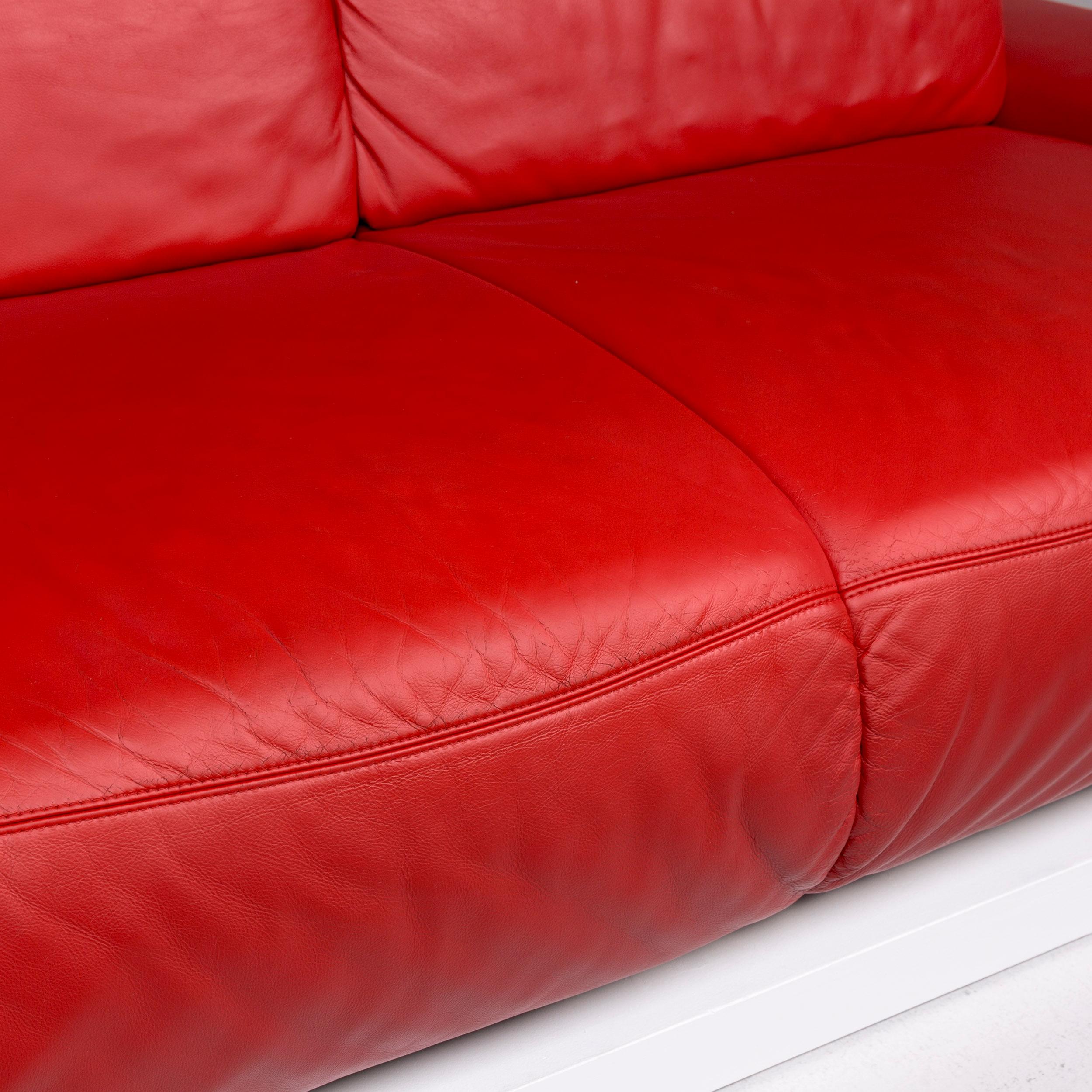 Hummel Leder-Sofa Rot Zweisitzer- Function Couch aus Leder im Zustand „Gut“ in Cologne, DE