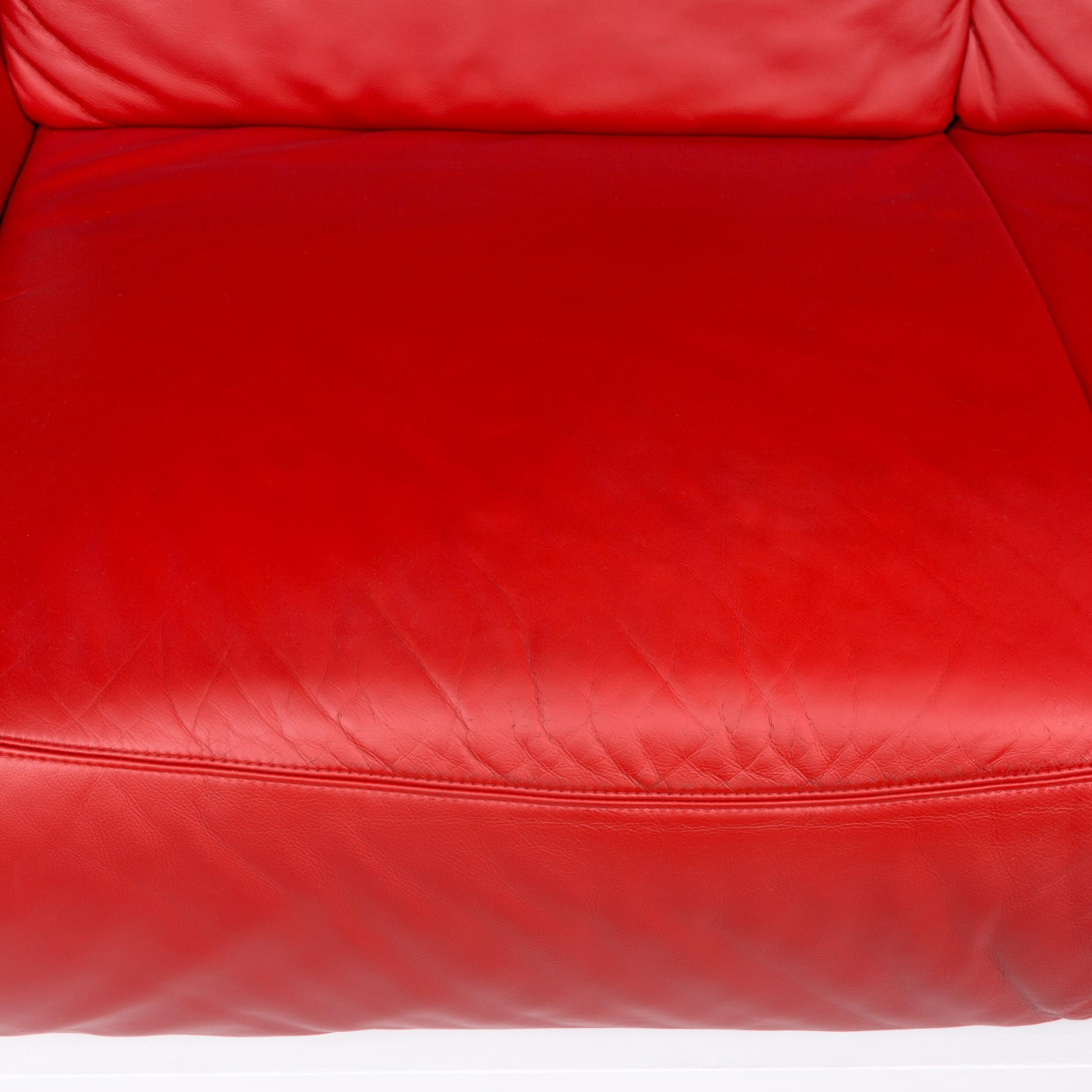 Hummel Leder-Sofa Rot Zweisitzer- Function Couch aus Leder (21. Jahrhundert und zeitgenössisch)