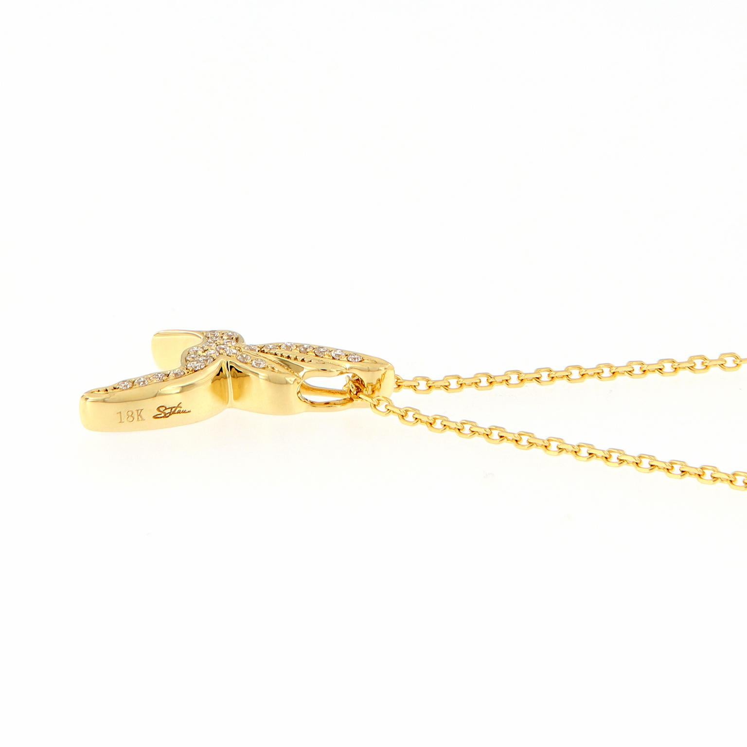 Humming Bird Diamond Gold Pendant Necklace In New Condition In Troy, MI