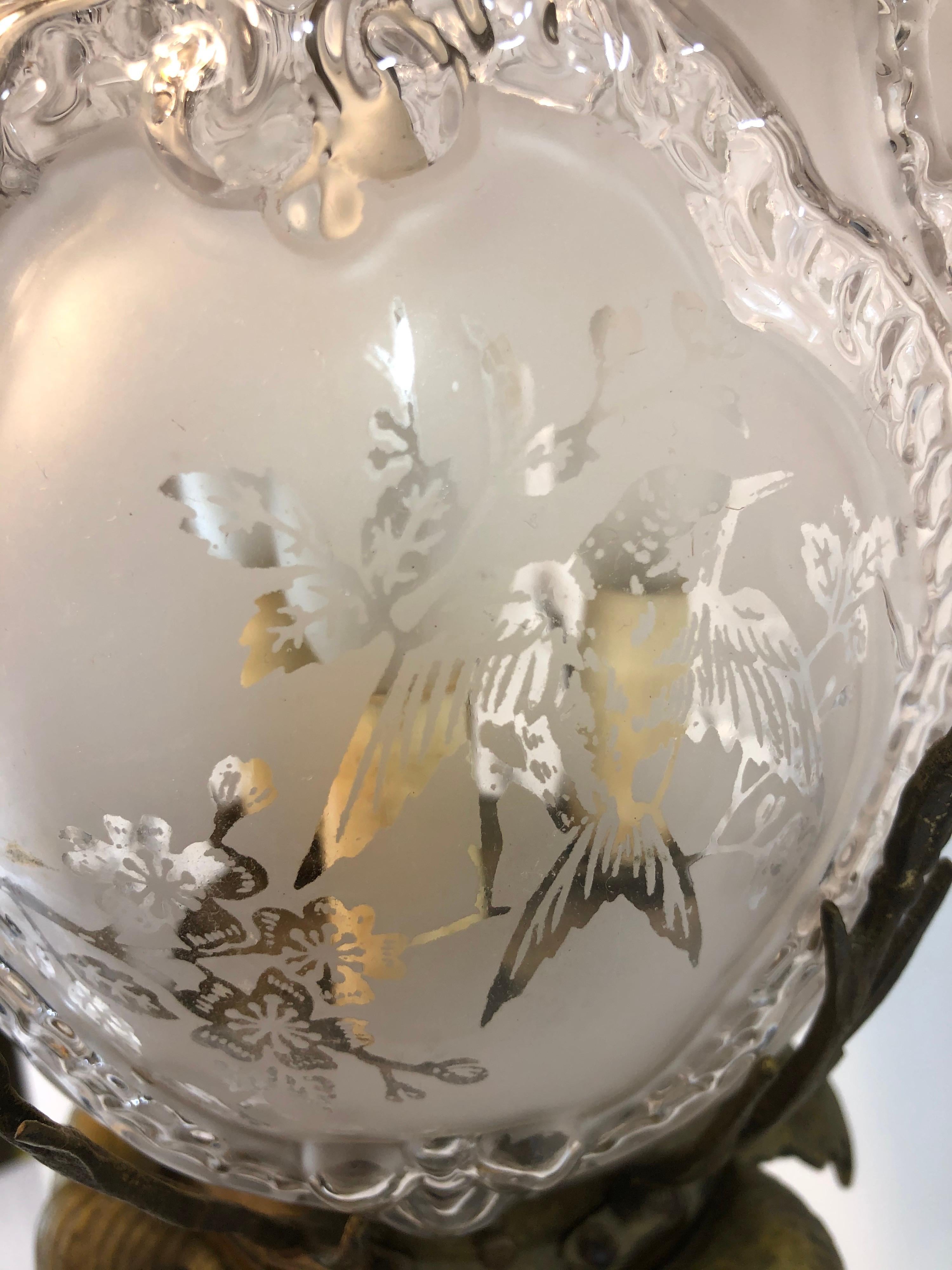 Hummingbird Chandelier of Bronze and Glass 5