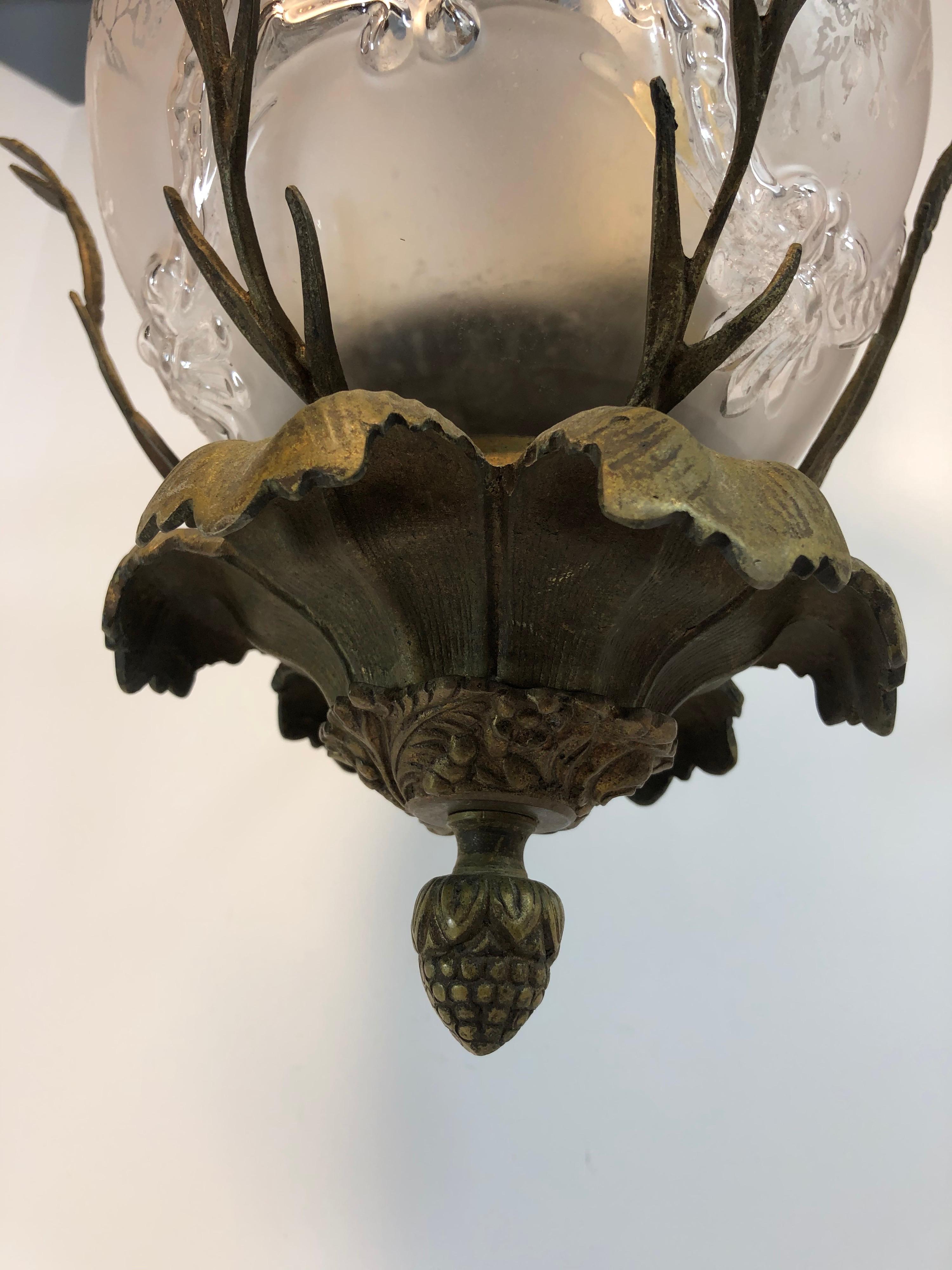 Hummingbird Chandelier of Bronze and Glass 9