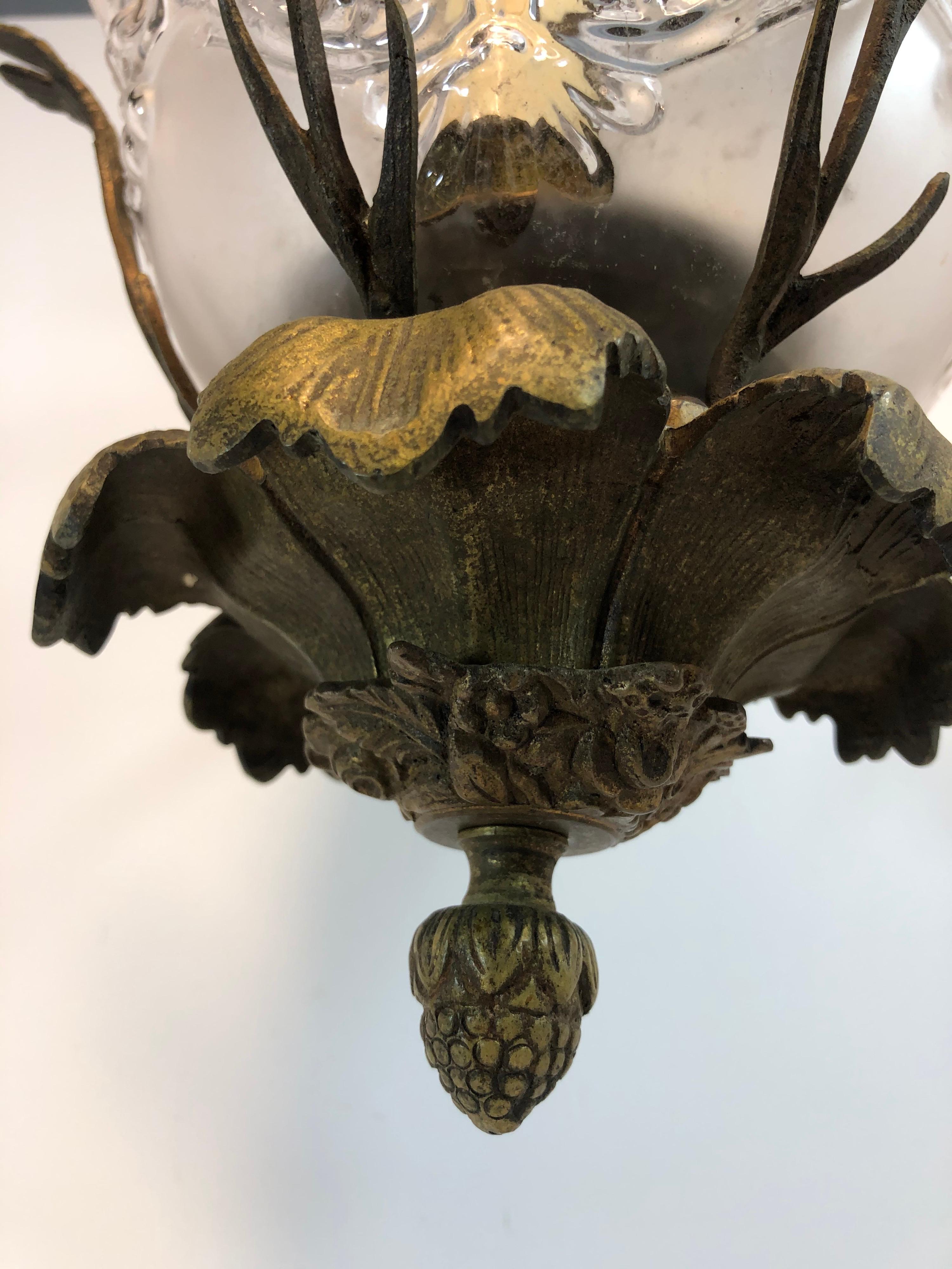 Hummingbird Chandelier of Bronze and Glass In Good Condition In New York, NY