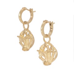 Hummingbird Drop Earrings in 18 Karat Gold