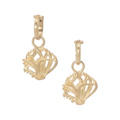 Hummingbird Drop Earrings in 18 Karat Gold