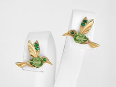 Pendientes colibrí con peridotos