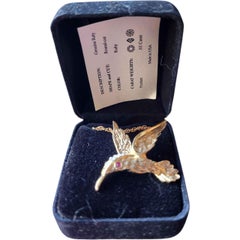 Hummingbird Pendant Necklace with Genuine Ruby by Jill