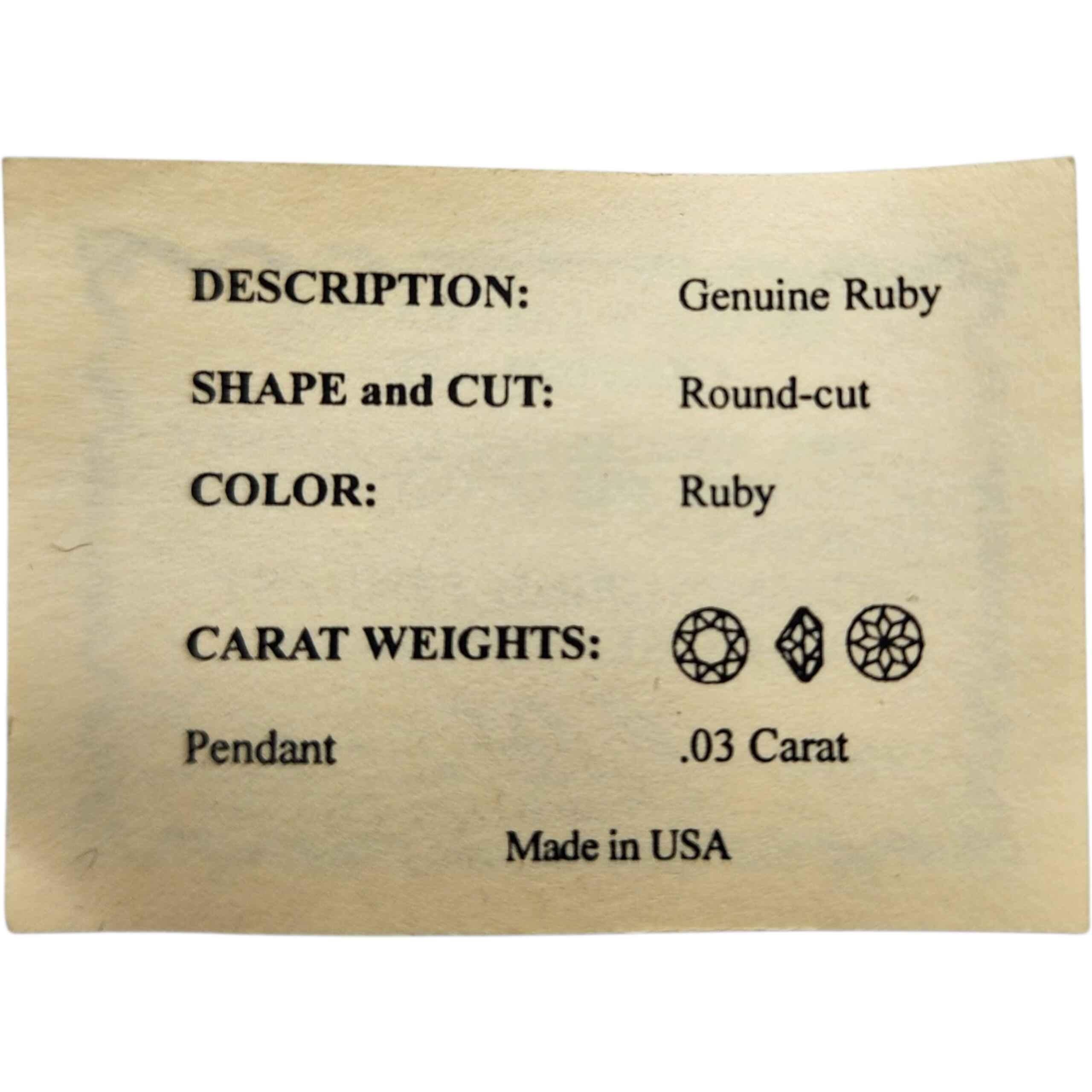 Collana con ciondolo a forma di colibrì con rubino autentico di Jill In condizioni Nuovo in vendita a Milford, DE