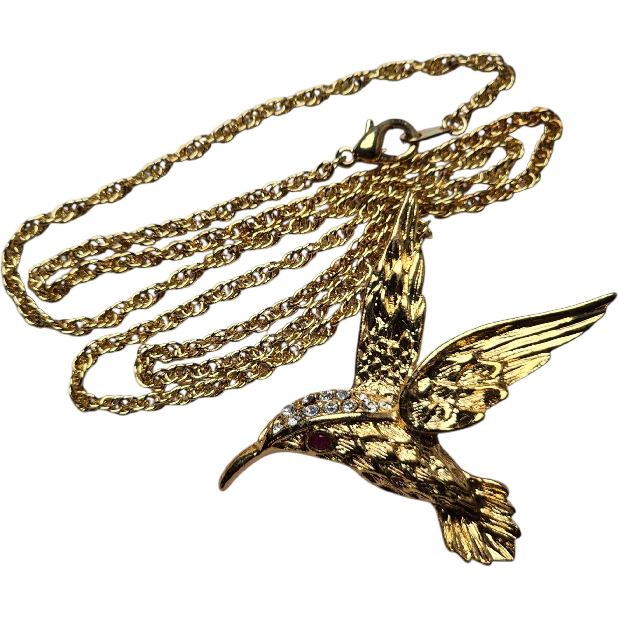 Collana con ciondolo a forma di colibrì con rubino autentico di Jill in vendita 3