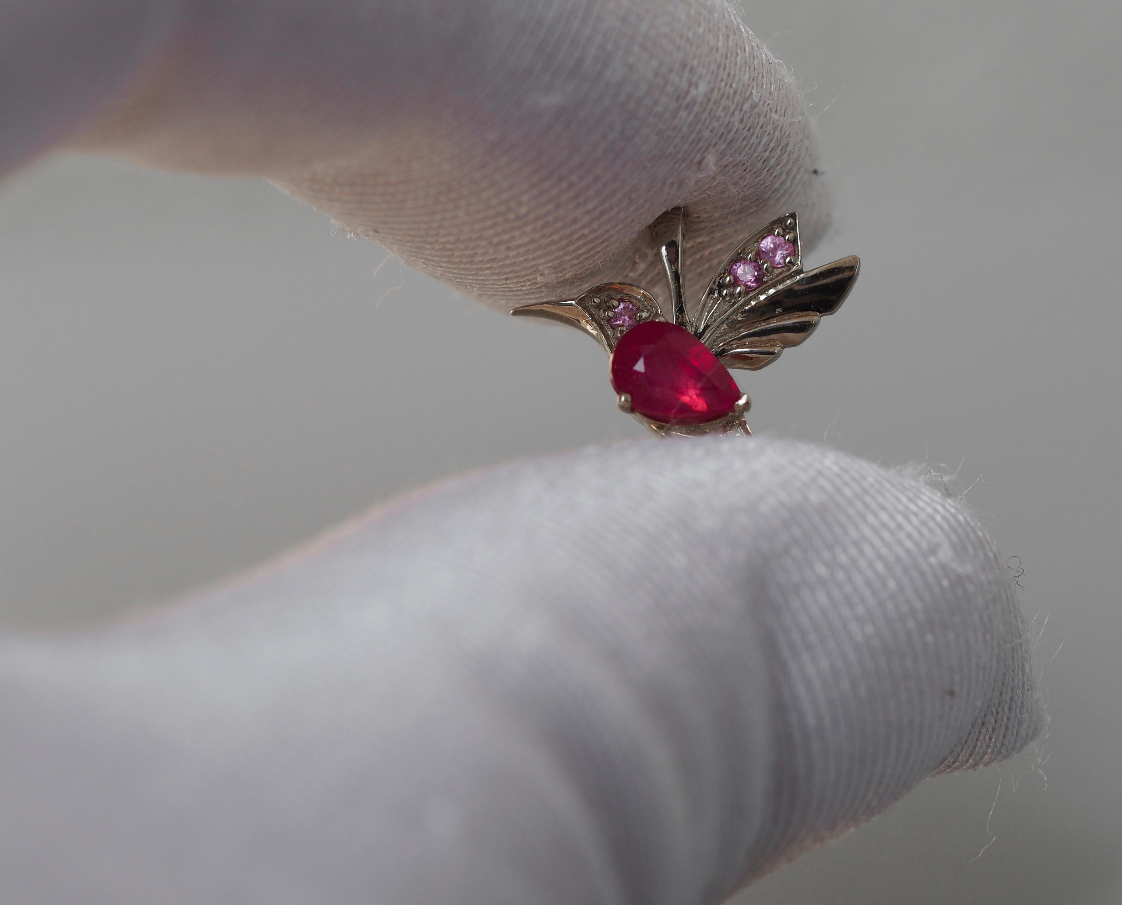 Hummingbird pendant with ruby.  For Sale 1