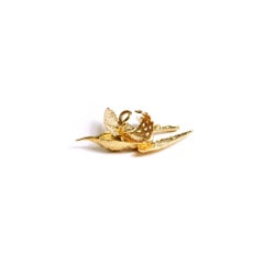 Sculptural Hummingbird Statement Ring Moving Wing in 24K Gold-Dipped Nature