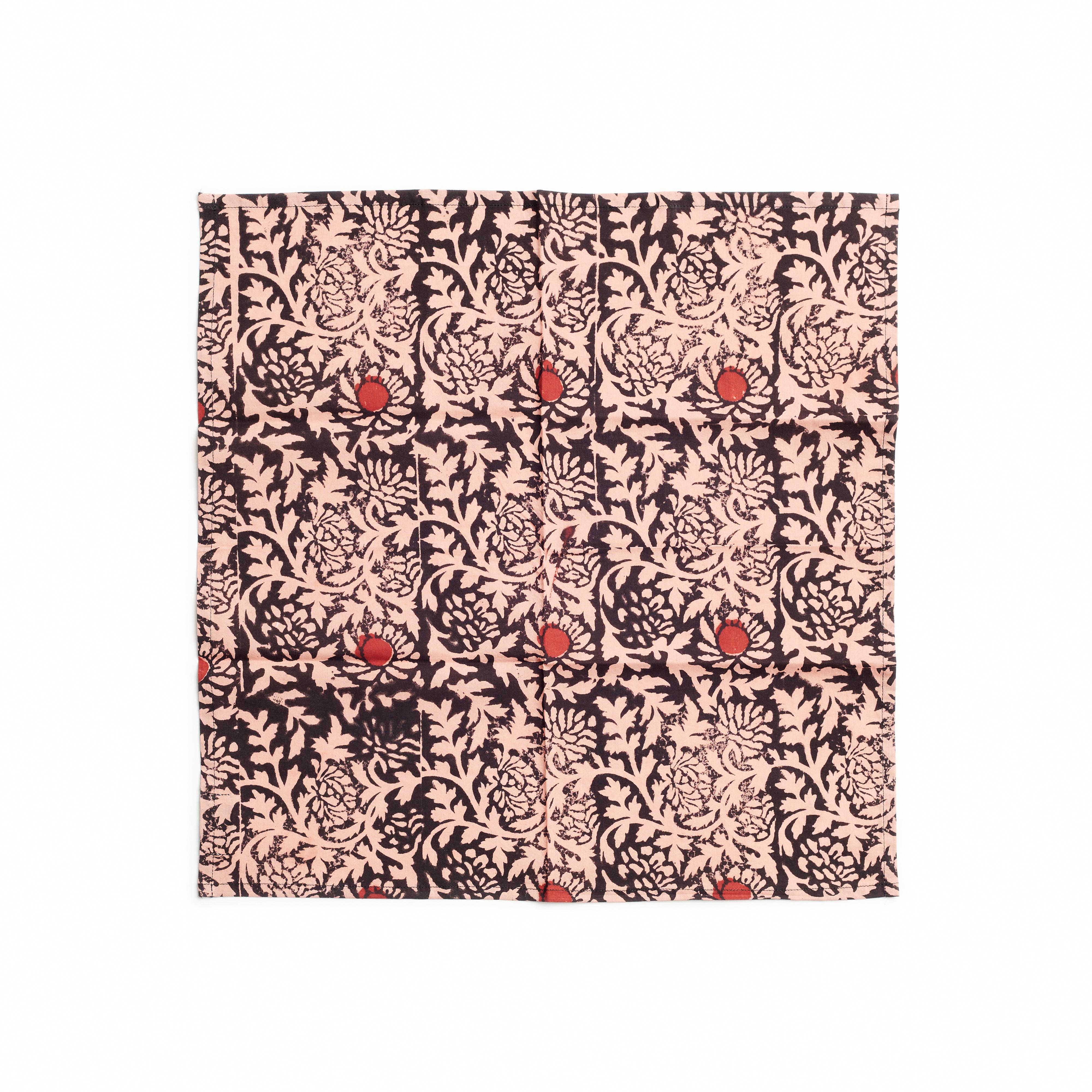 Hummus Floral Cotton Table Napkin, Handcrafted By Artisans ( set of 4 Napkin )