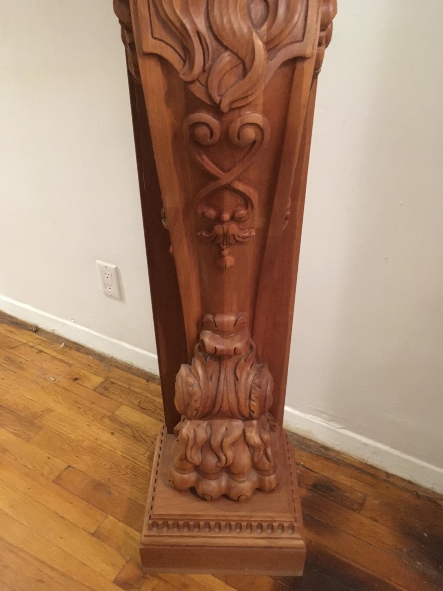 Humongous English Style Custom Carved Wood Lion Mantelpiece 10