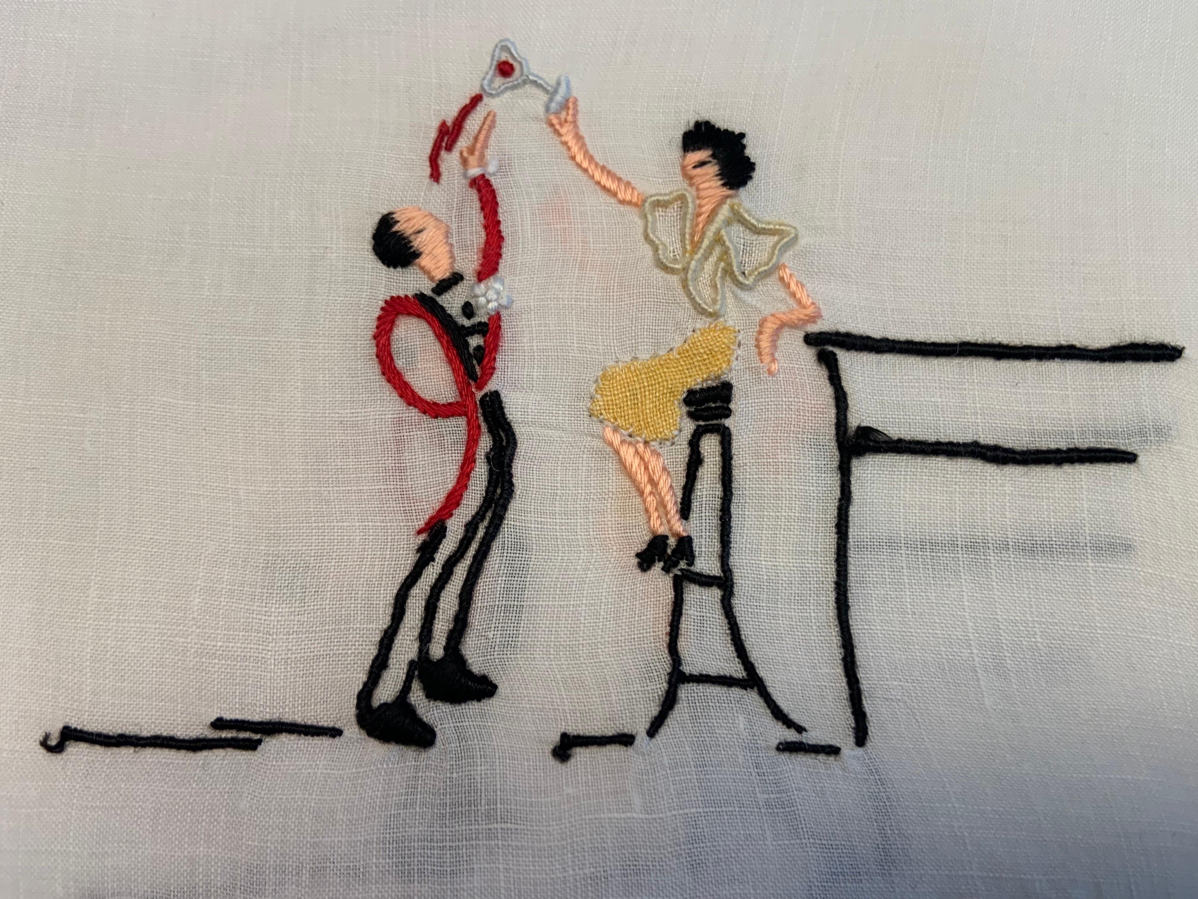 Women's or Men's Humorous Appliqued and Embroidered Cocktail Napkins Set of Eight