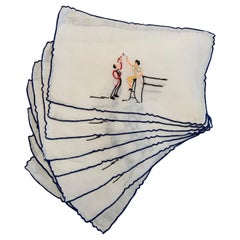 Humorous Appliqued and Embroidered Cocktail Napkins Set of Eight
