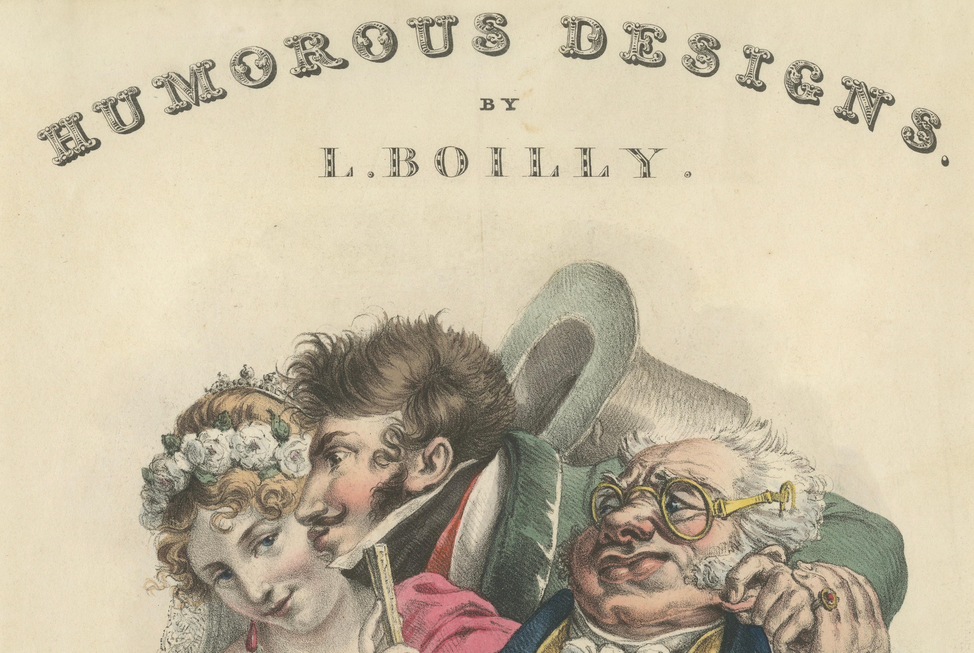 Humorous Designs Title Page, Satirical Lithograph, Circa 1823