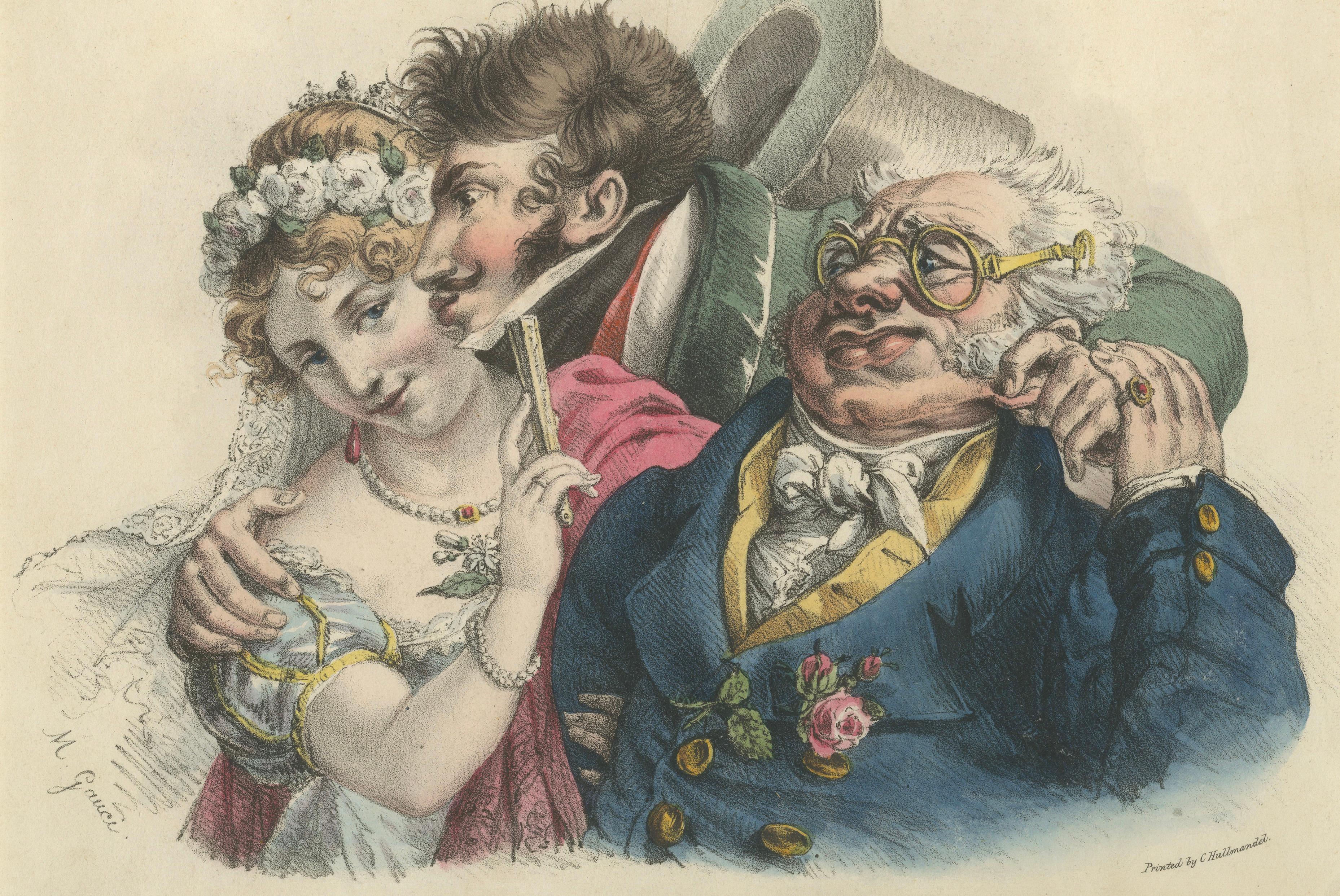 Humorous Designs Title Page, Satirical Lithograph, Circa 1823