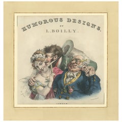 Humorous Designs Title Page, Satirical Lithograph, Circa 1823