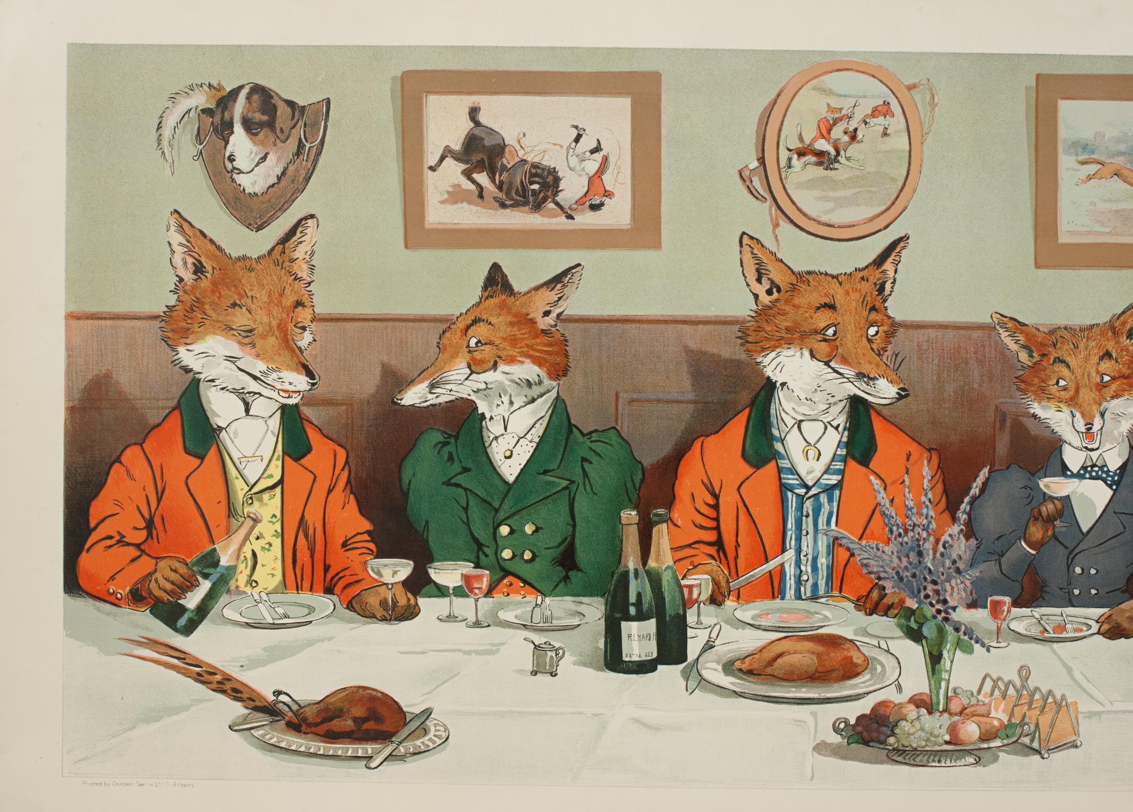 Sporting Art Humorous Fox Hunting Print, Mr. Fox's Hunt Breakfast on Xmas Day