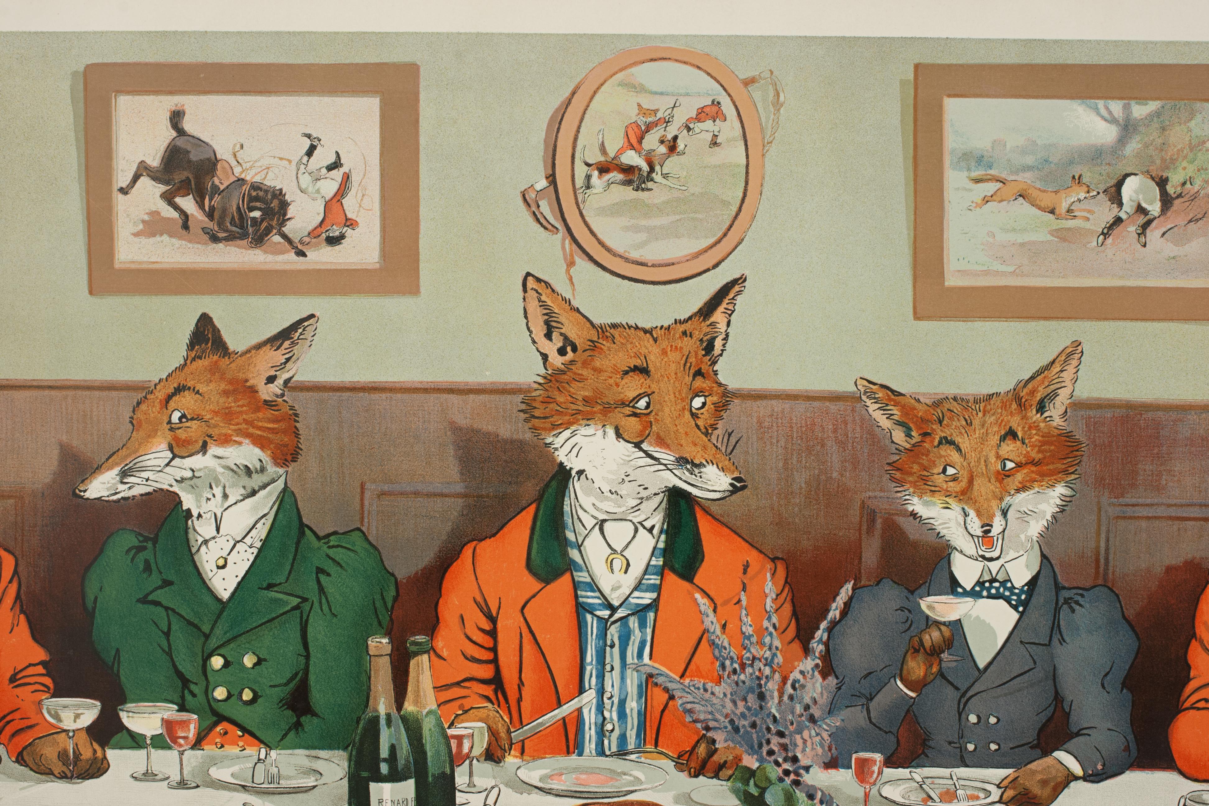 British Humorous Fox Hunting Print, Mr. Fox's Hunt Breakfast on Xmas Day