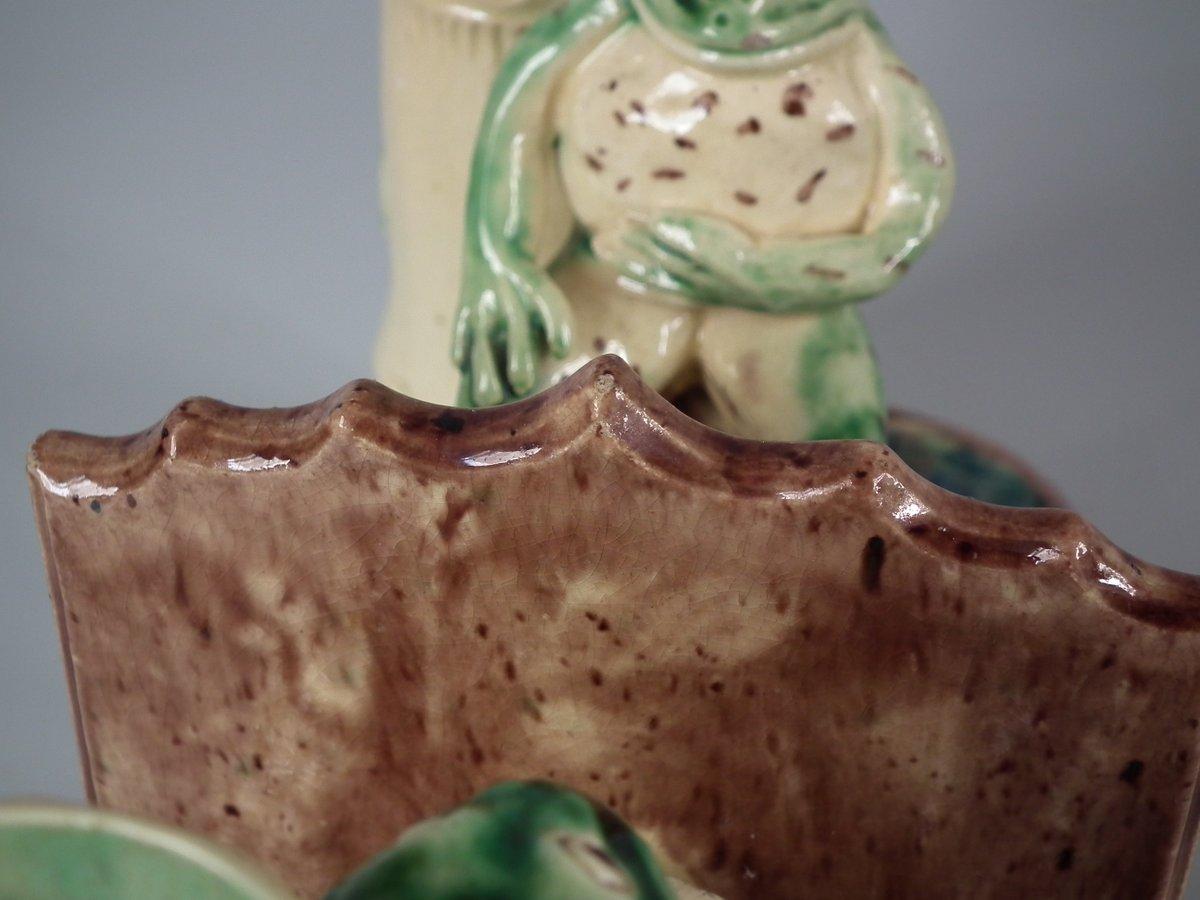 Humorous Majolica Frog Vase For Sale 8