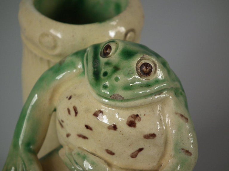 Humorous Majolica Frog Vase For Sale at 1stDibs