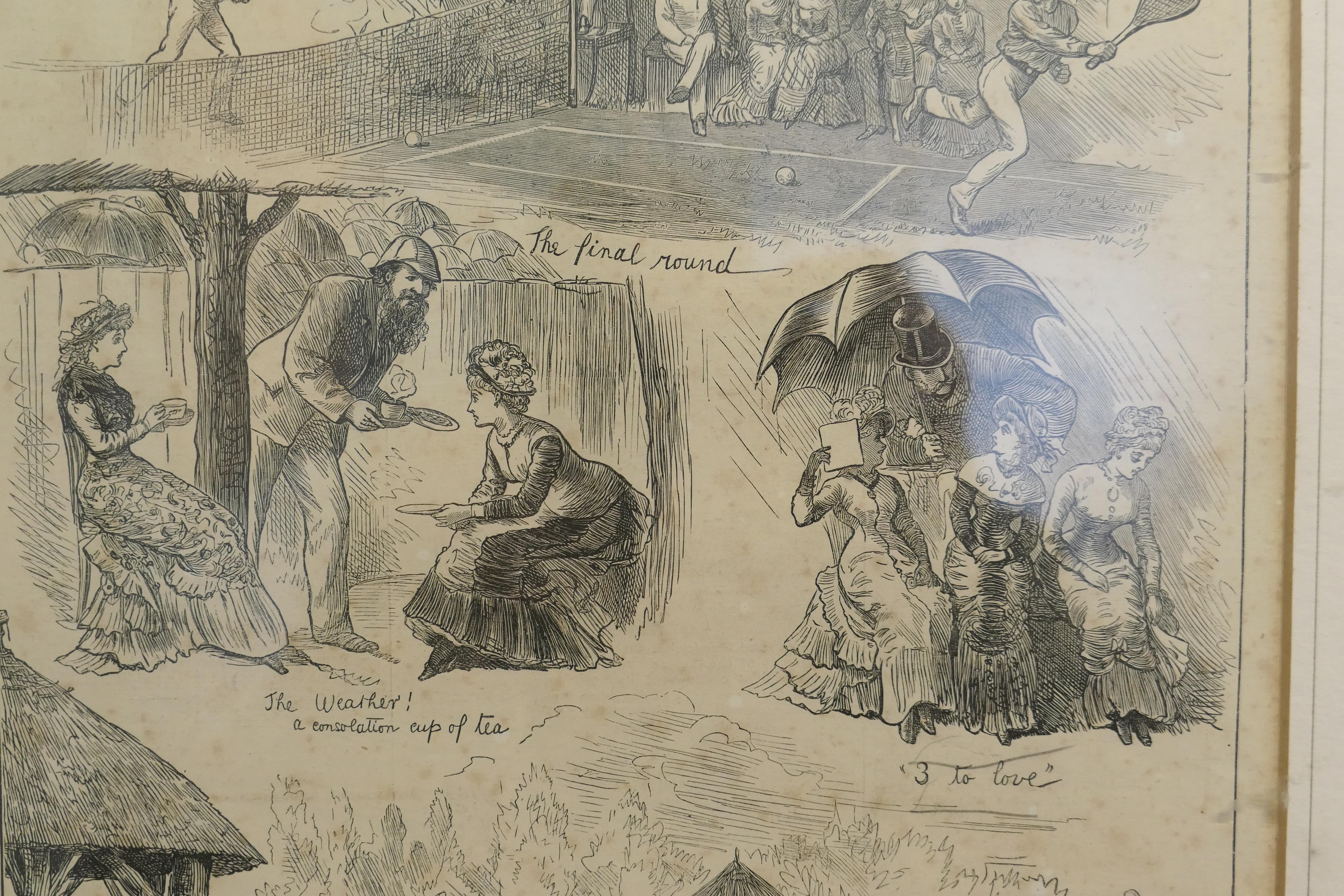 Fine XIX secolo Schizzi umoristici da Wimbledon 1879   Un grande pezzo e molto stagionale in vendita