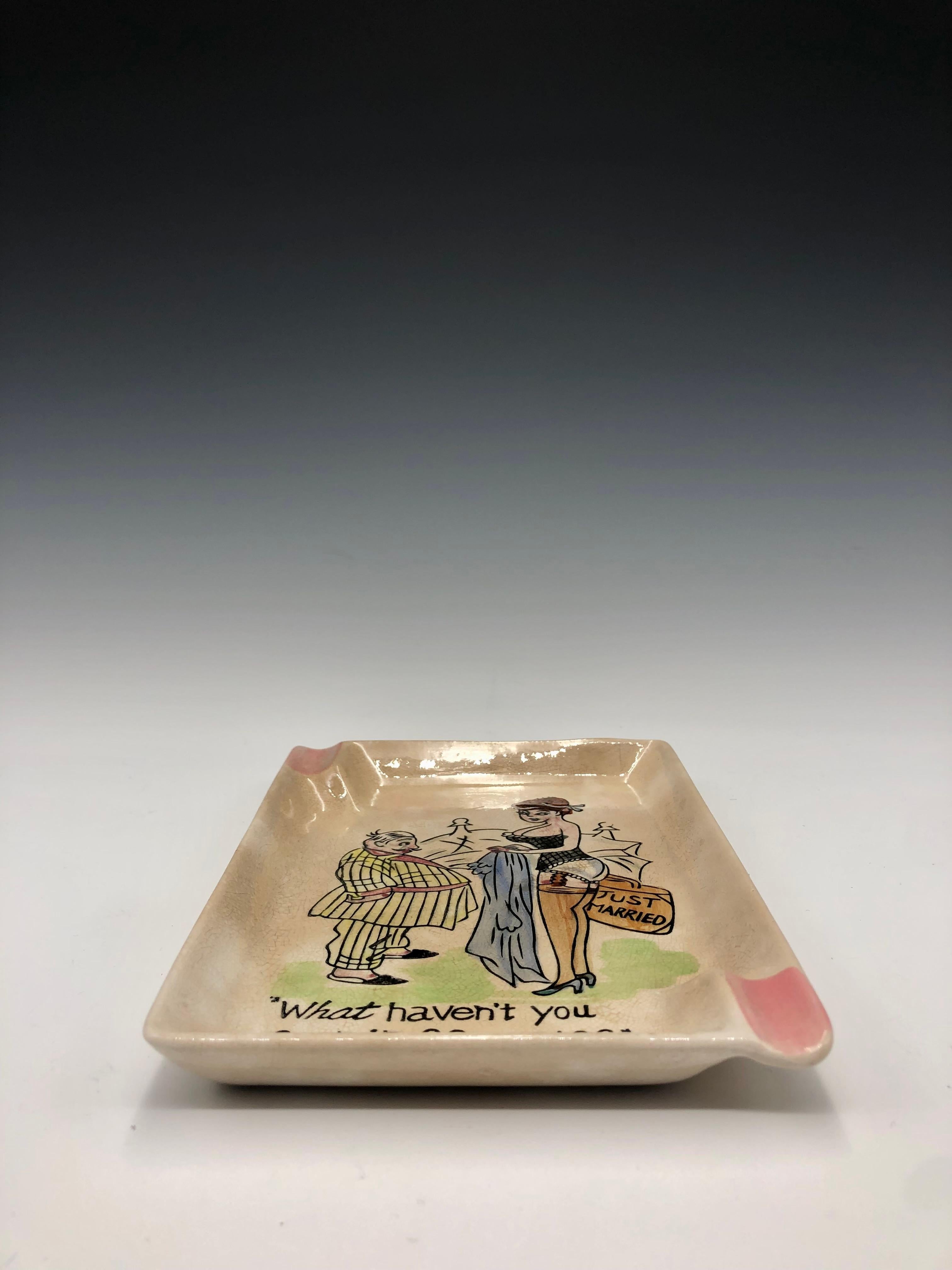 Humorous Vintage Porcelain Ashtray or Catchall In Good Condition For Sale In East Quogue, NY