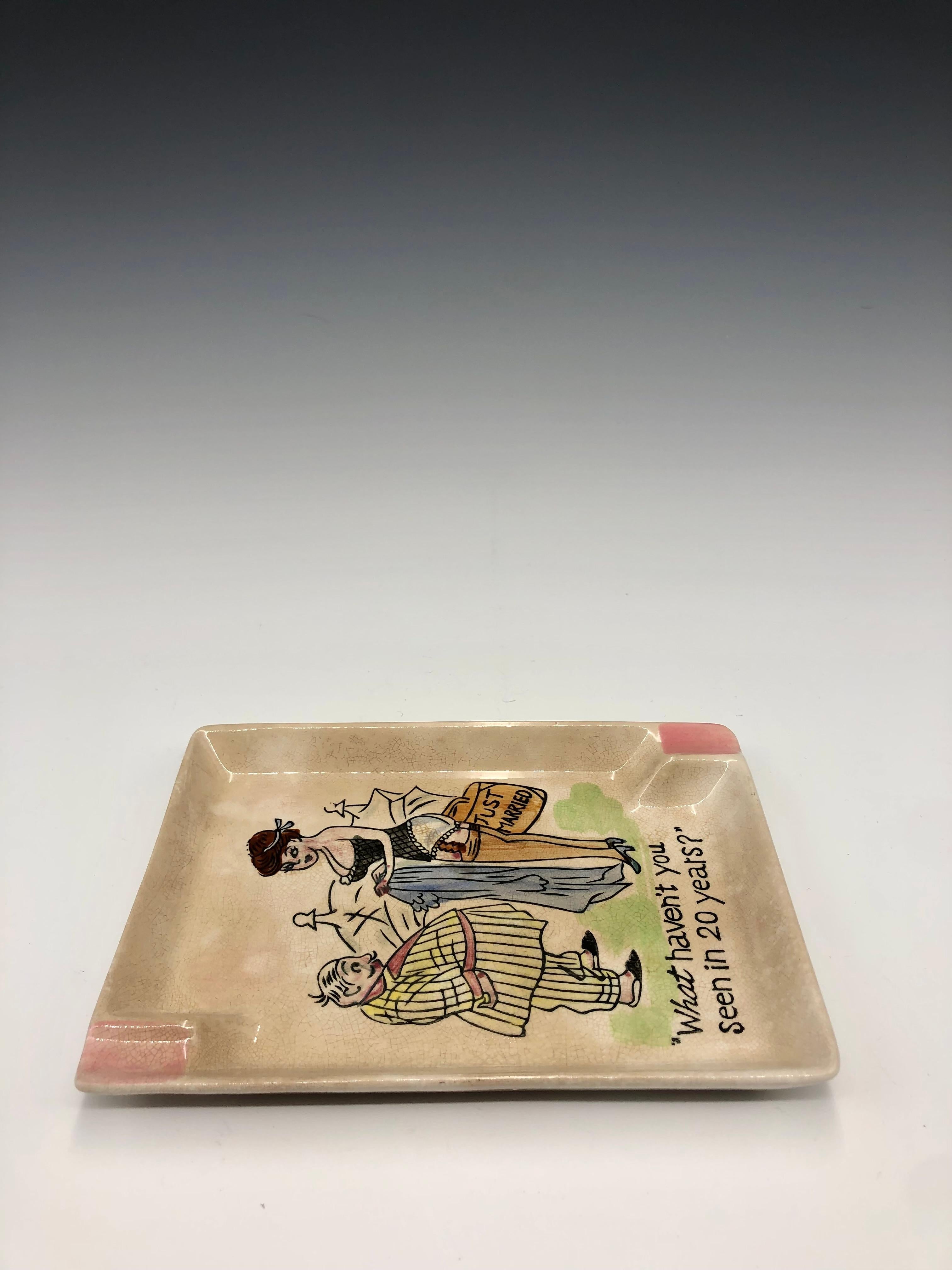 Milieu du XXe siècle Cendrier ou attrape-tout humoristique vintage en porcelaine en vente