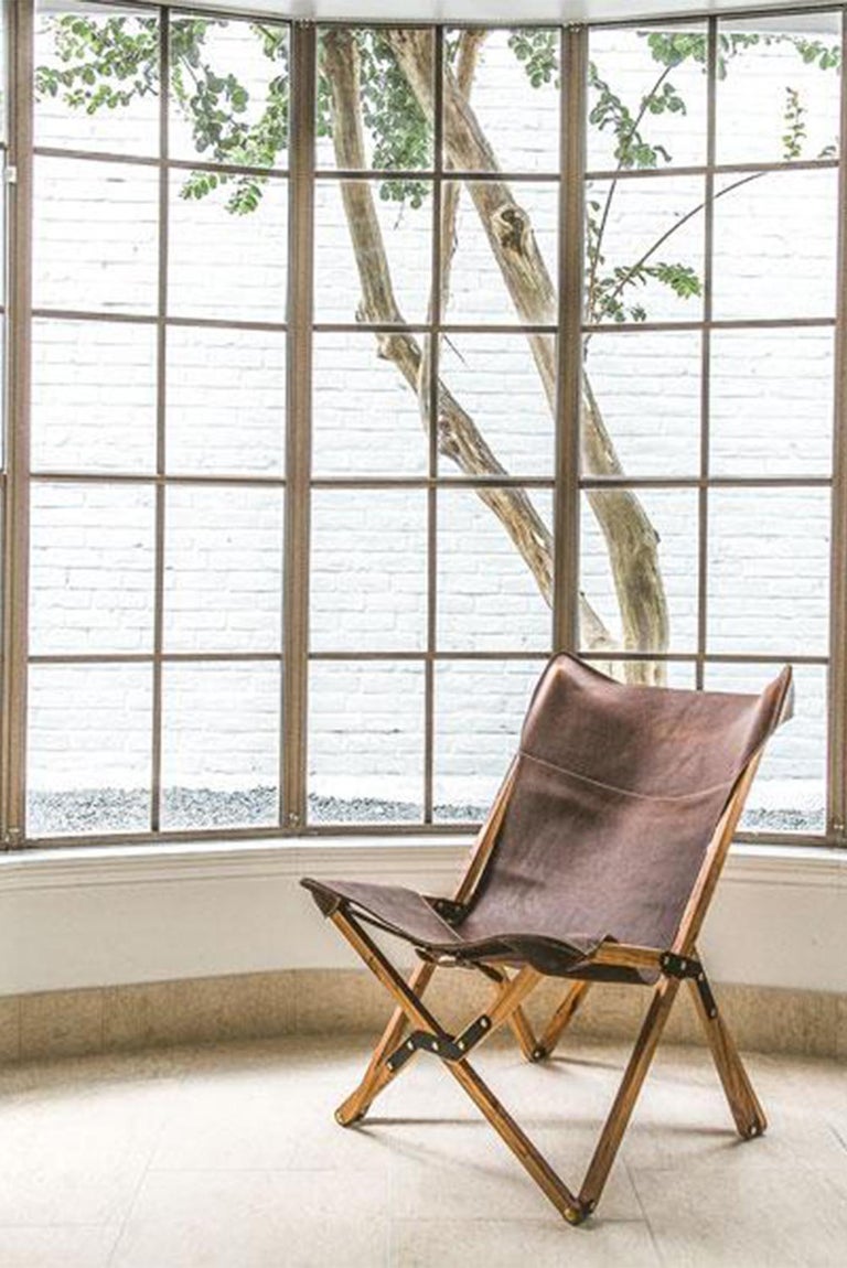 Humphrey Chair, Pecan Wood and Leather Folding Chair 'Black' For Sale at 1stDibs black wood