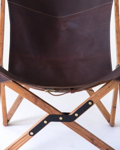 Humphrey Chair, Pecan Wood and Leather Folding Chair 'Brown'