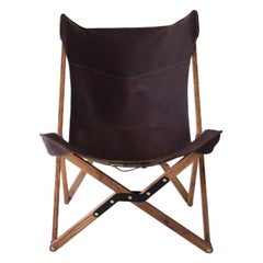 Humphrey Chair, Pecan Wood and Leather Folding Chair 'Brown'
