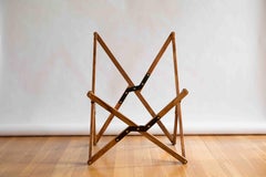 Humphrey Chair, Pecan Wood and Leather Folding Chair 'Green'