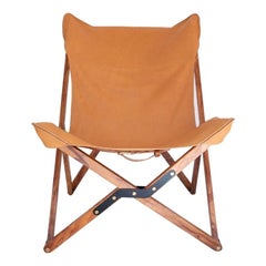 Humphrey Chair, Pecan Wood and Leather Folding Chair 'Tan'