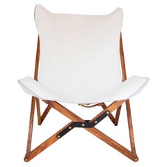 Humphrey Chair, Pecan Wood and Leather Folding Chair 'White'