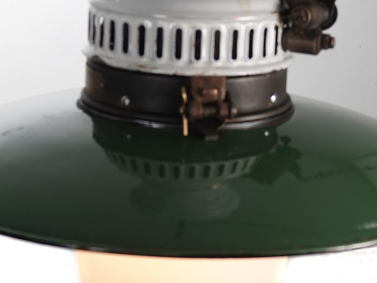 American Humphrey Gas Lamp with Deep Milk Glass Shade