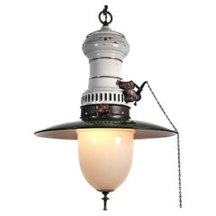 Antique Humphrey Gas Lamp with Deep Milk Glass Shade