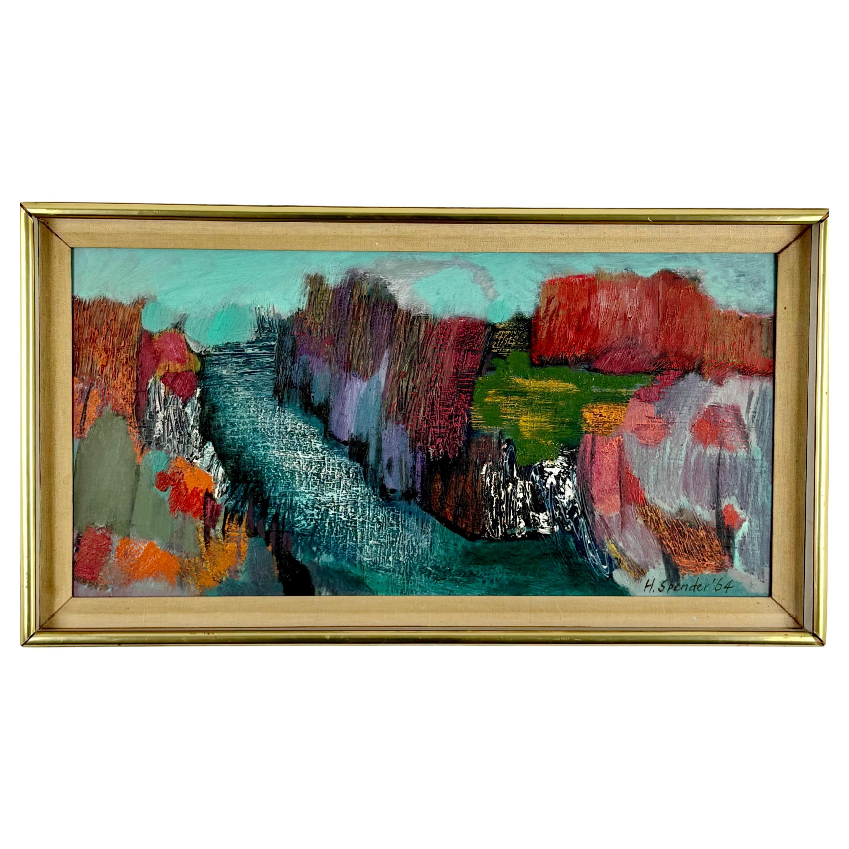Humphrey Spender (1910-2005) Brite, abstrakte Landschaft, signiert und datiert 1964 (Moderne der Mitte des Jahrhunderts) im Angebot