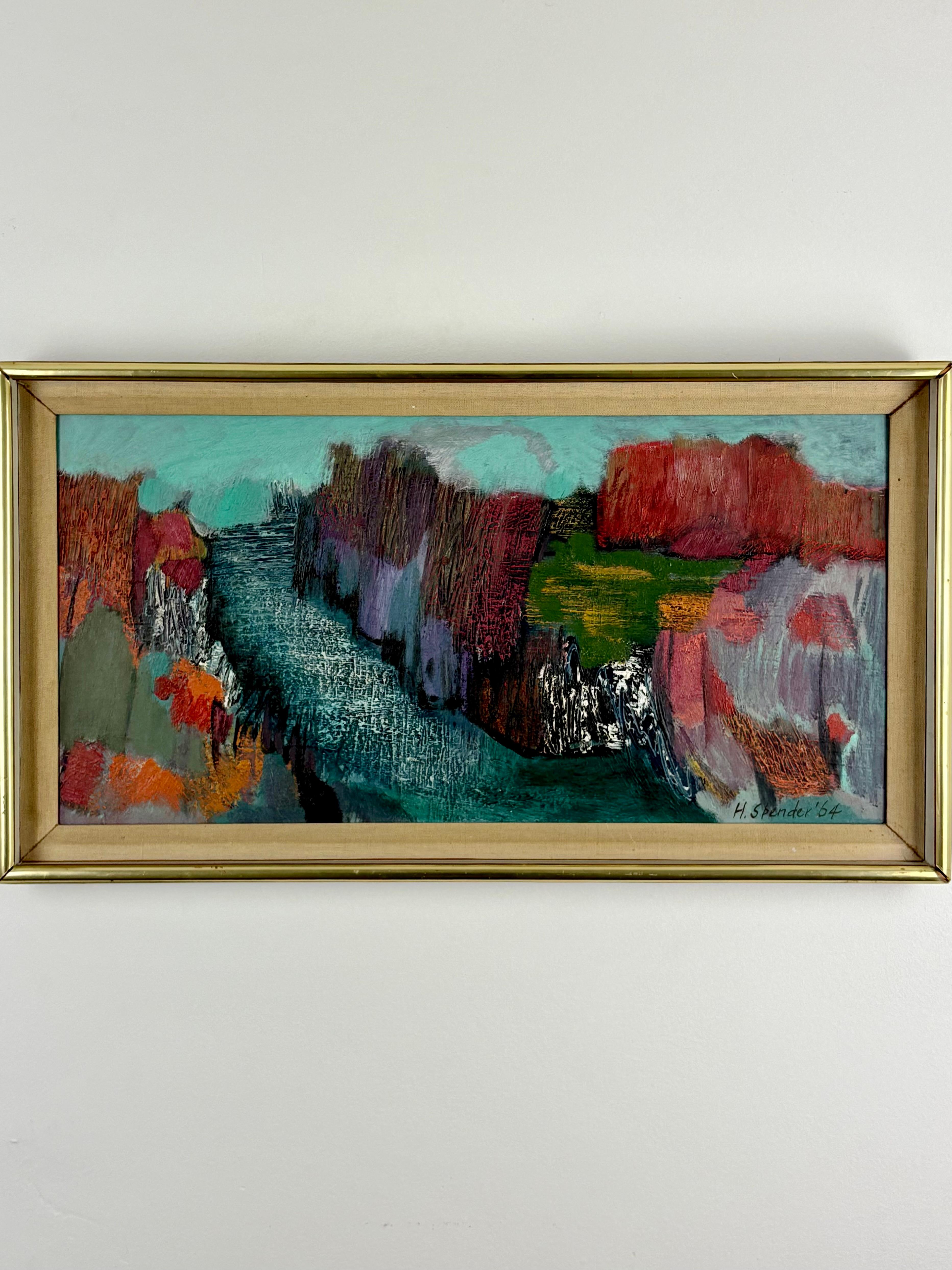 Humphrey Spender (1910-2005) Brite, abstrakte Landschaft, signiert und datiert 1964 (Britisch) im Angebot